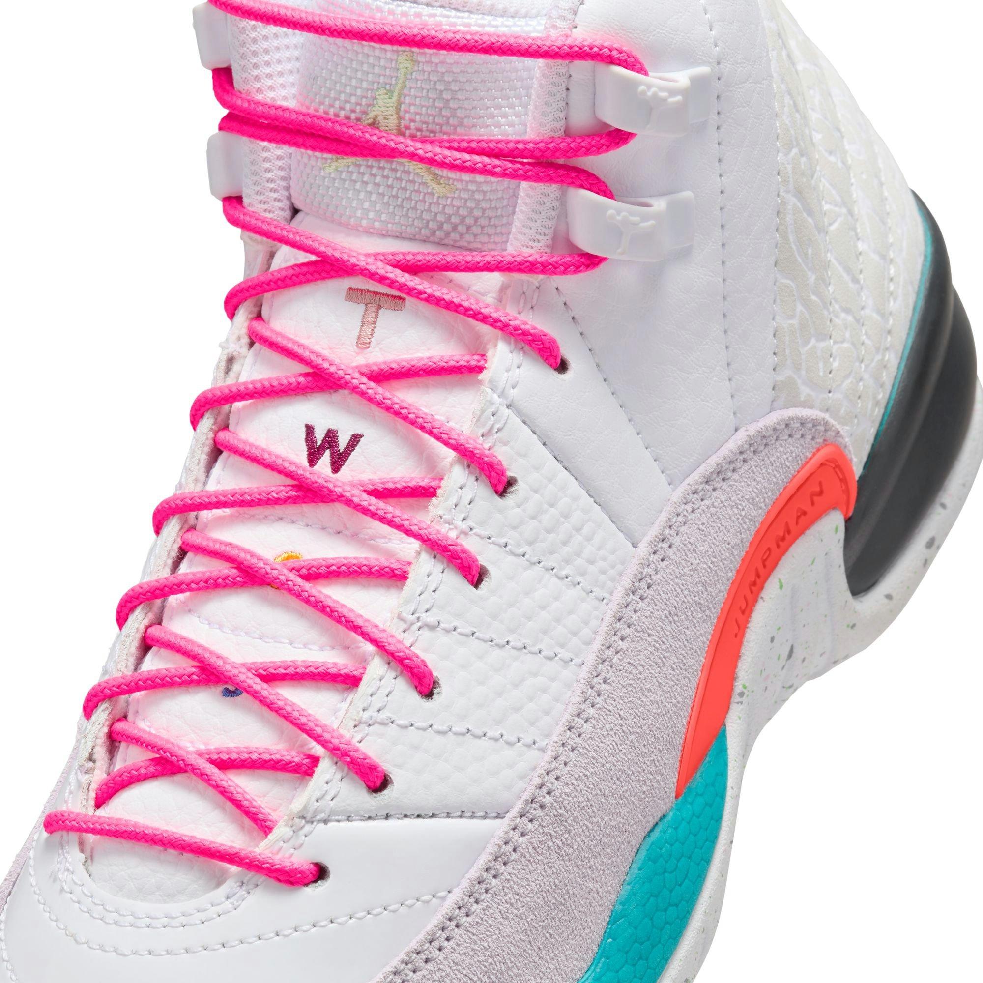 Jordan 12 Retro "Vapor Green" Grade School Kids' Shoe - WHITE/VAPOR GREEN/PHOTON DUST Thumbnail View 3