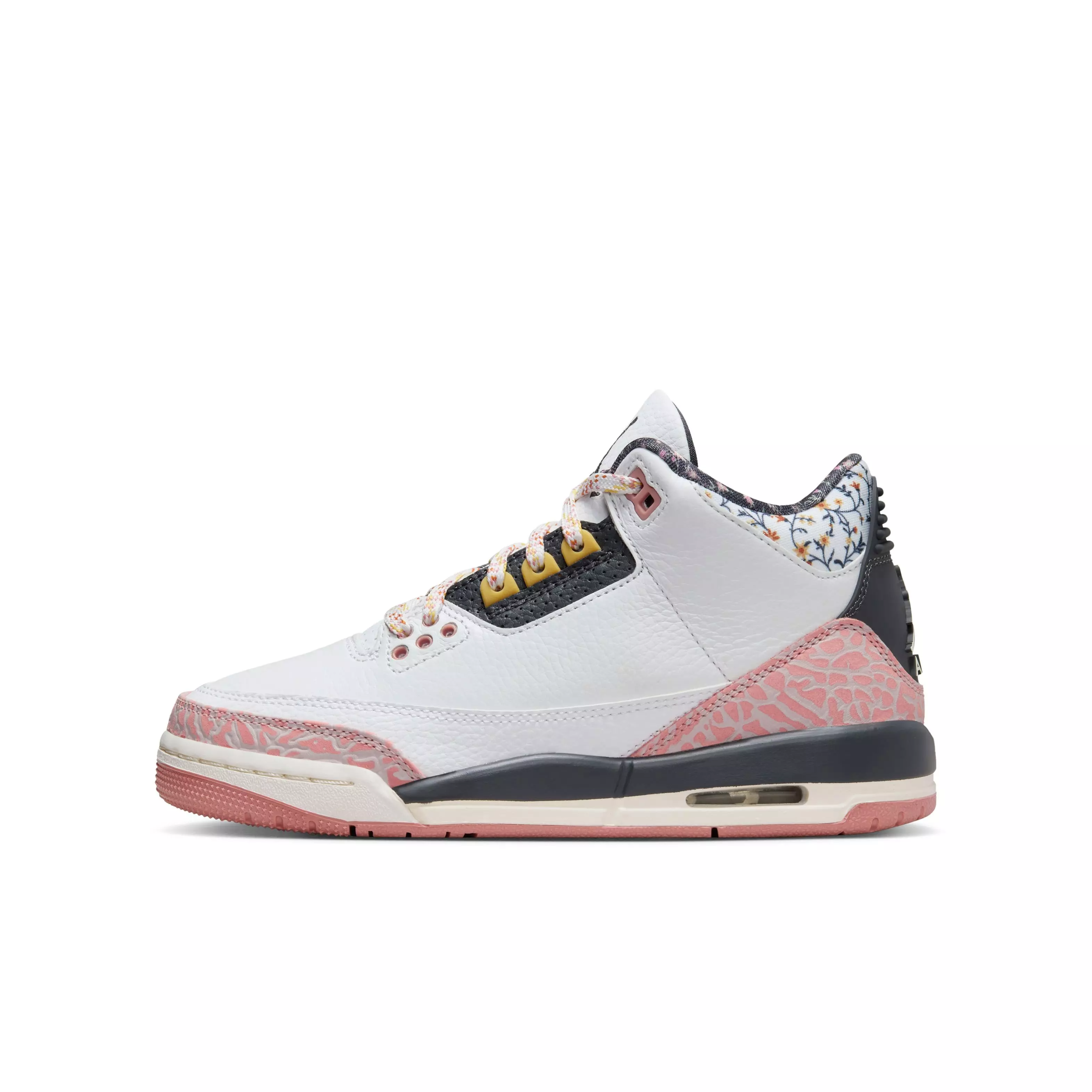 Jordan 3 Retro "Vintage Floral" Grade School Girl's Shoe - WHITE/ANTHRACITE/RED STARDUST