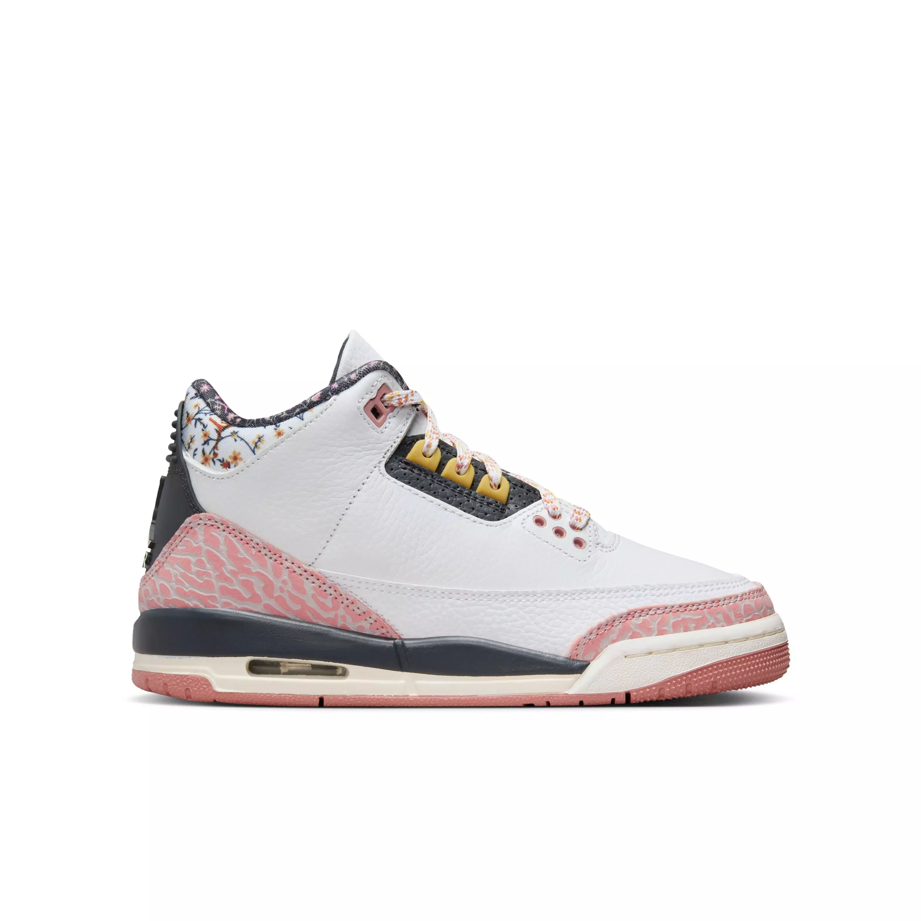 Jordan 3 Retro "Vintage Floral" Grade School Girl's Shoe - WHITE/ANTHRACITE/RED STARDUST