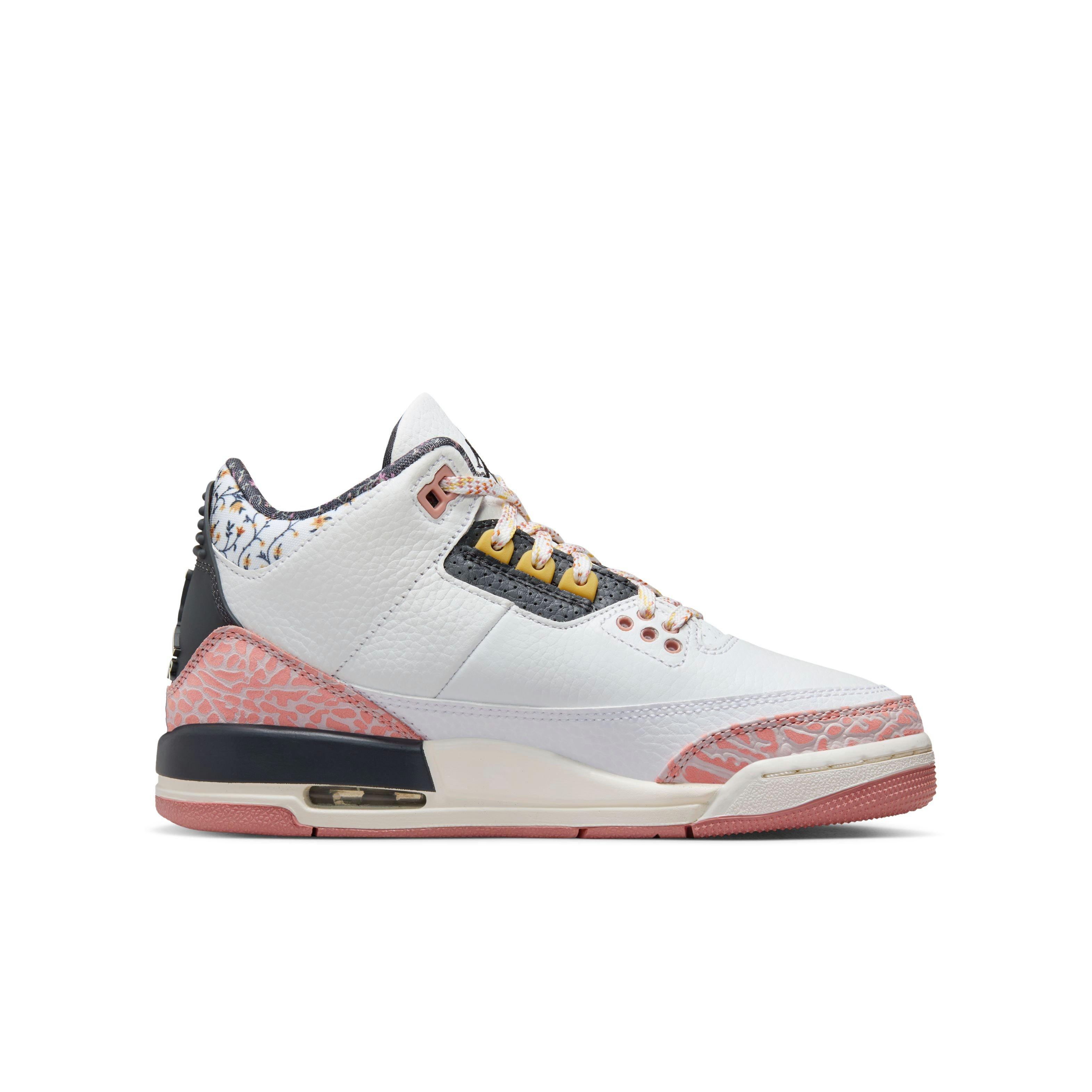 Jordan 3 Retro "Vintage Floral" Grade School Girl's Shoe - WHITE/ANTHRACITE/RED STARDUST Thumbnail View 2