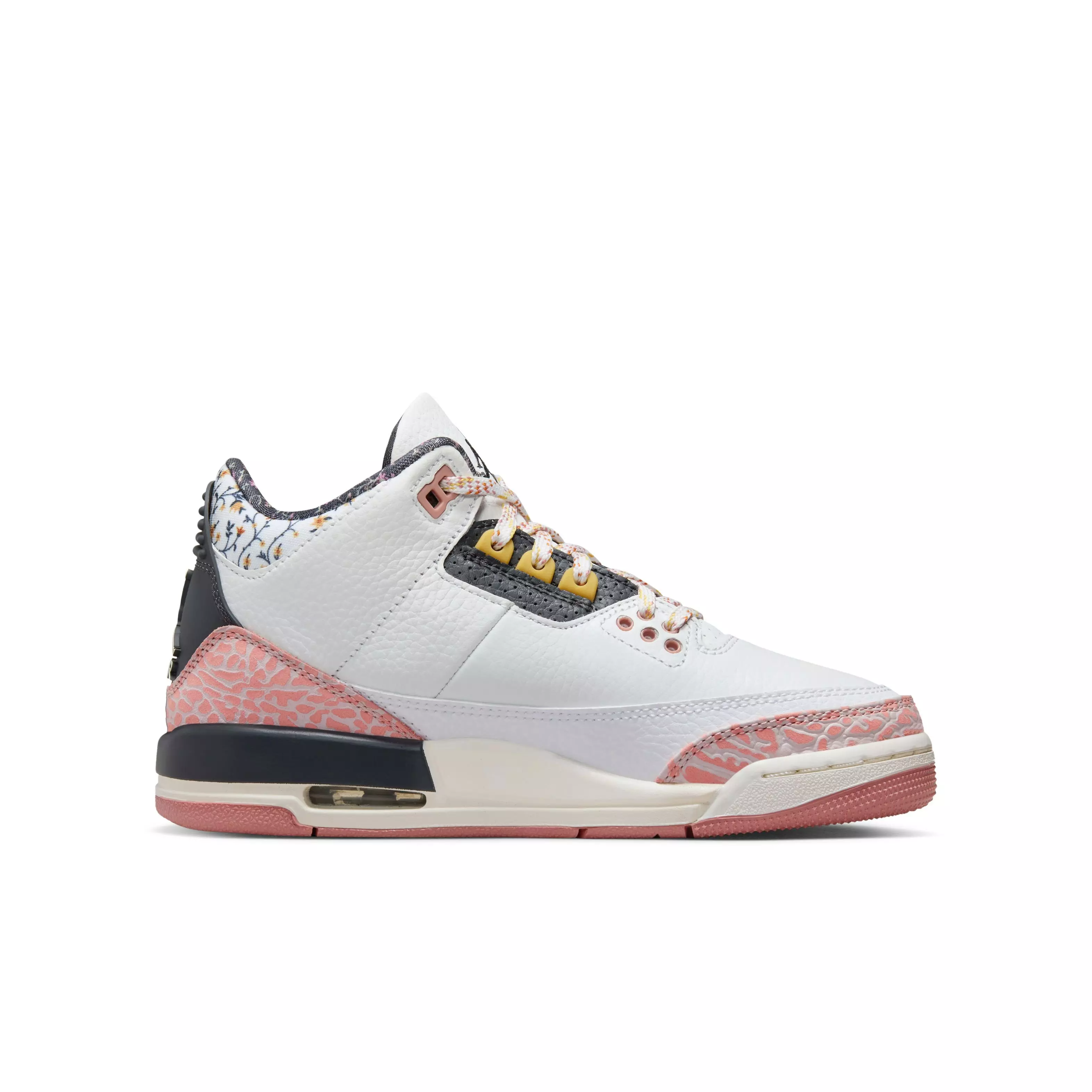 Jordan 3 Retro "Vintage Floral" Grade School Girl's Shoe - WHITE/ANTHRACITE/RED STARDUST