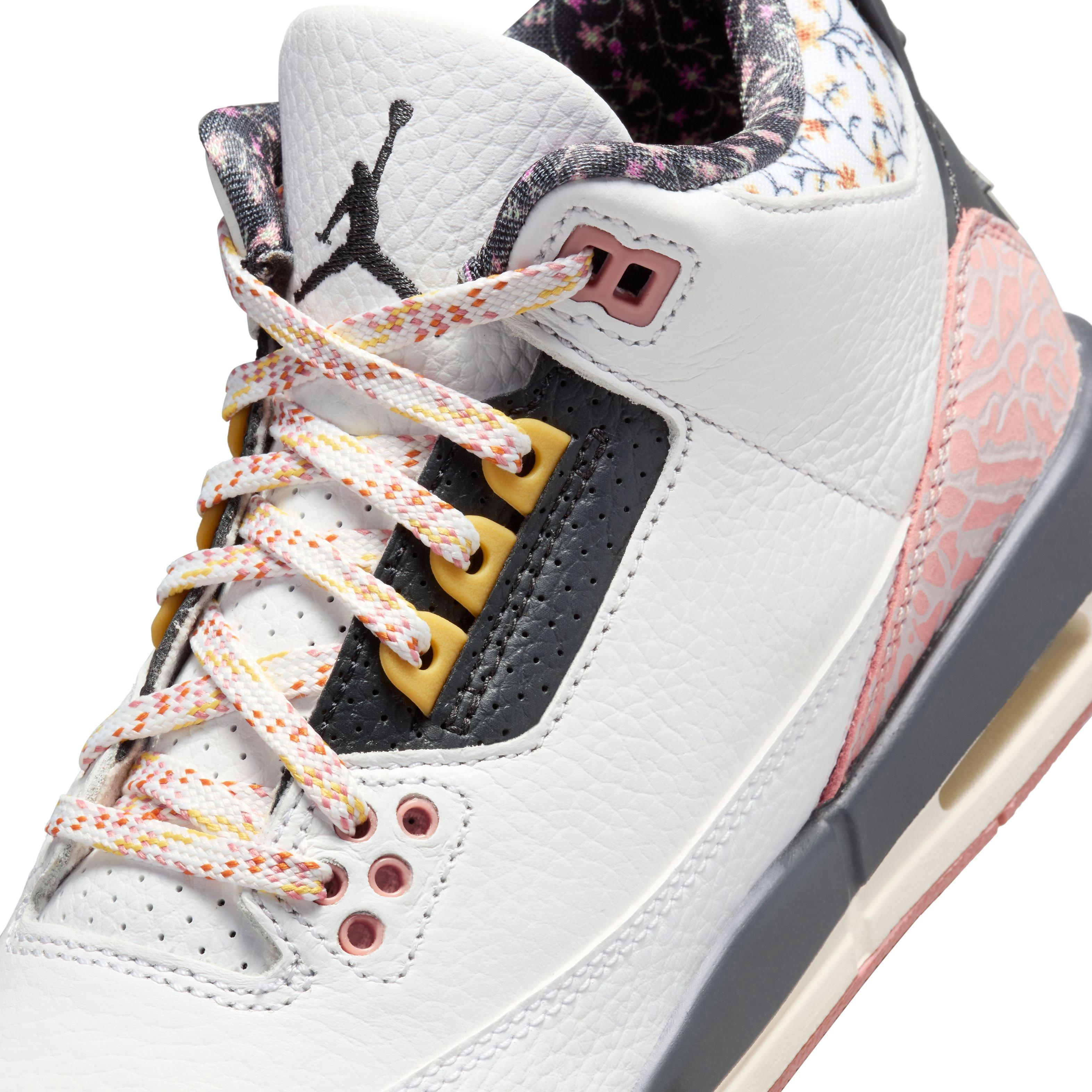 Jordan 3 Retro "Vintage Floral" Grade School Girl's Shoe - WHITE/ANTHRACITE/RED STARDUST Thumbnail View 4
