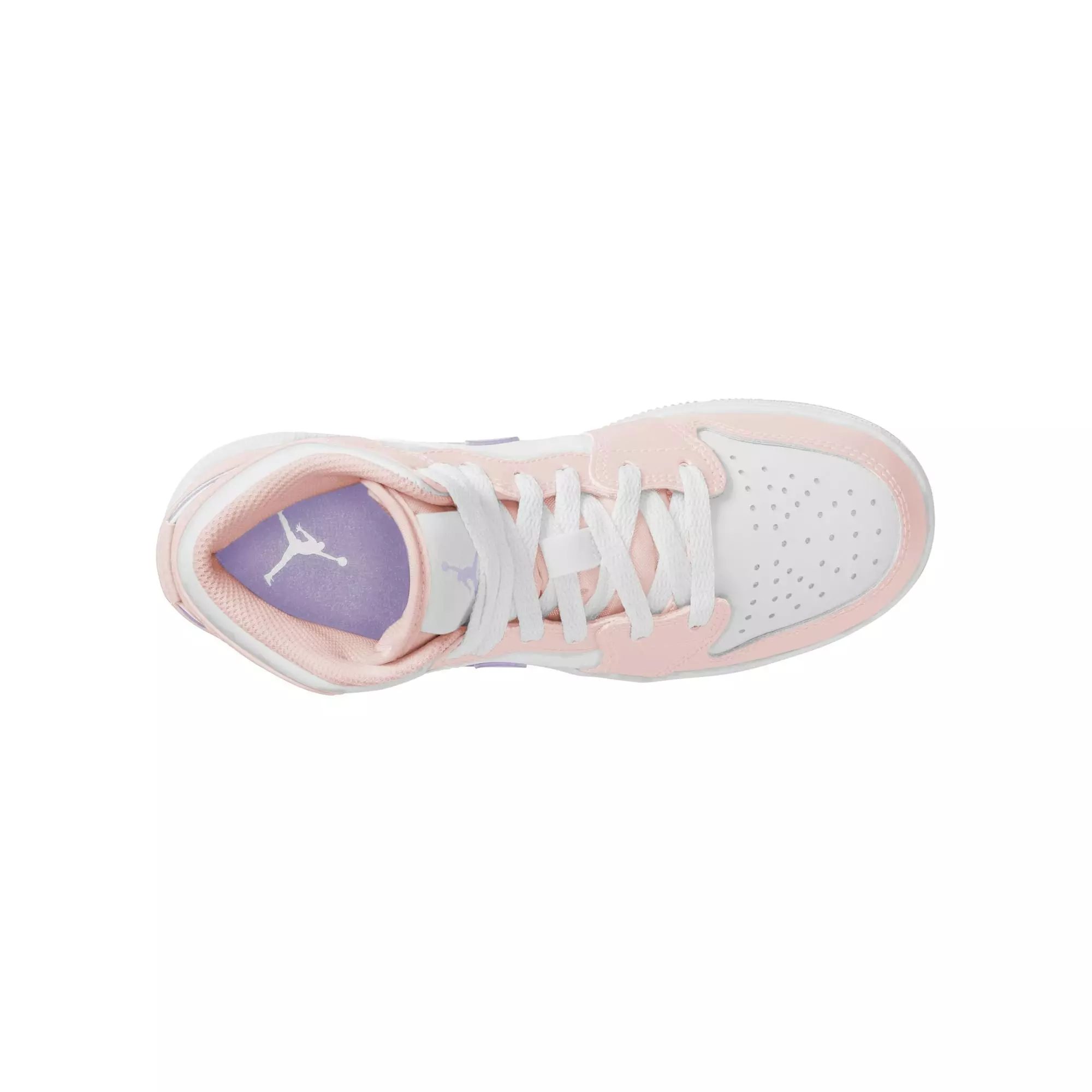 Jordan 1 Mid "Pink Wash/Violet Frost/White" Grade School Girls' Shoe - PINK/PURPLE