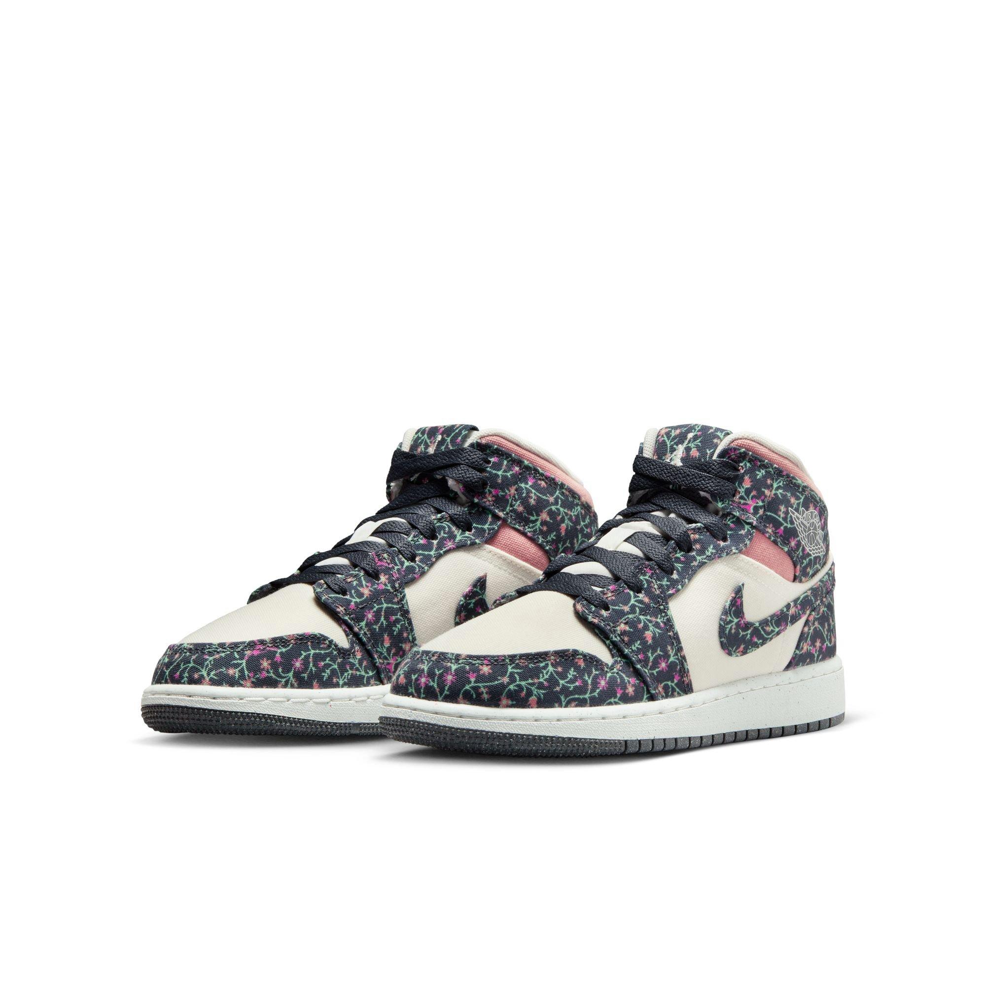 Jordan 1 Mid SE Grade School Girls' "Anthracite/Sail/Red Stardust" Shoe