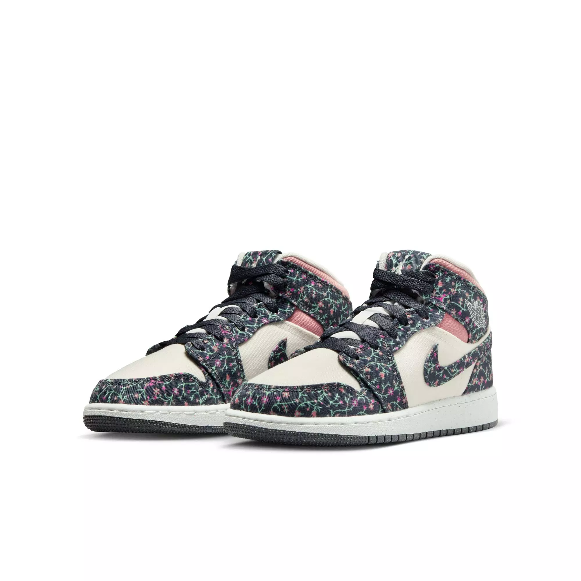 Jordan 1 Mid SE "Anthracite/Sail/Red Stardust" Grade School Girls' Shoe - MULTI-COLOR