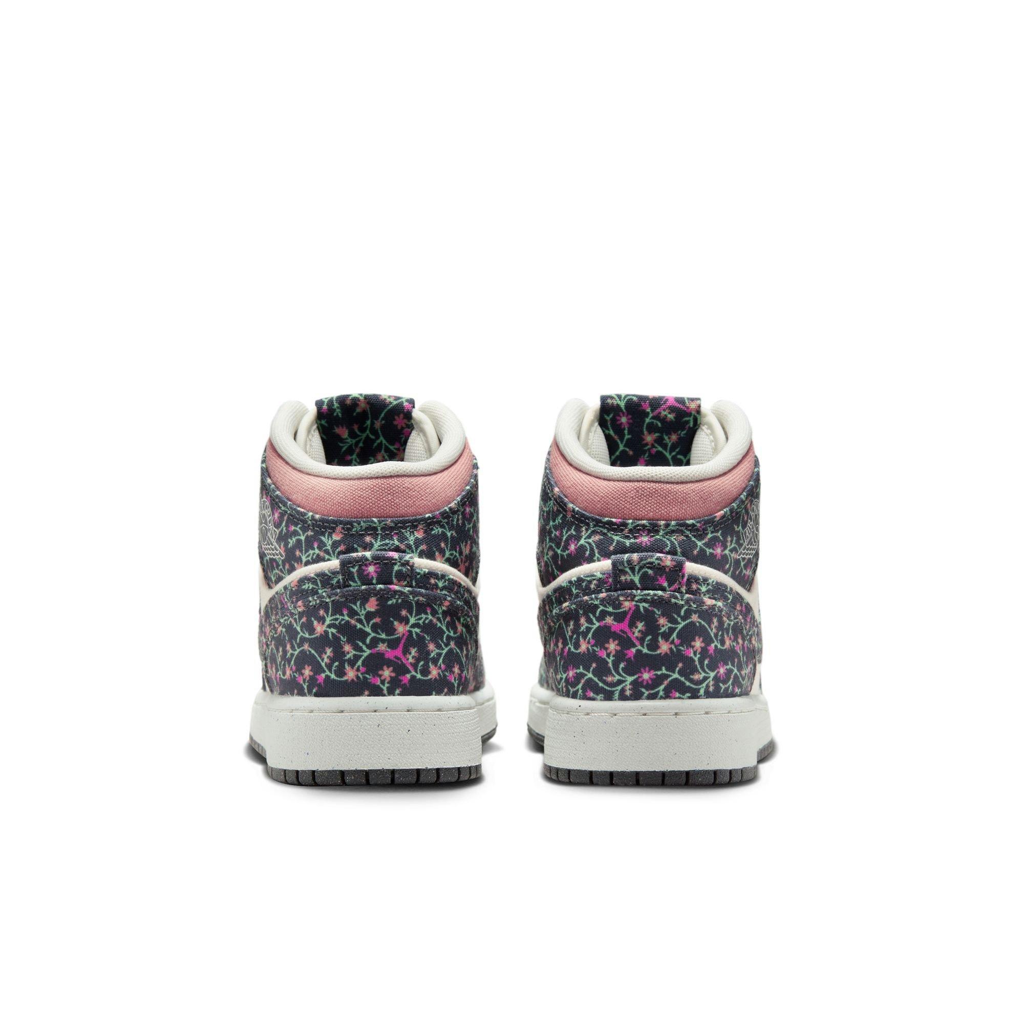 Jordan 1 Mid SE Grade School Girls' "Anthracite/Sail/Red Stardust" Shoe