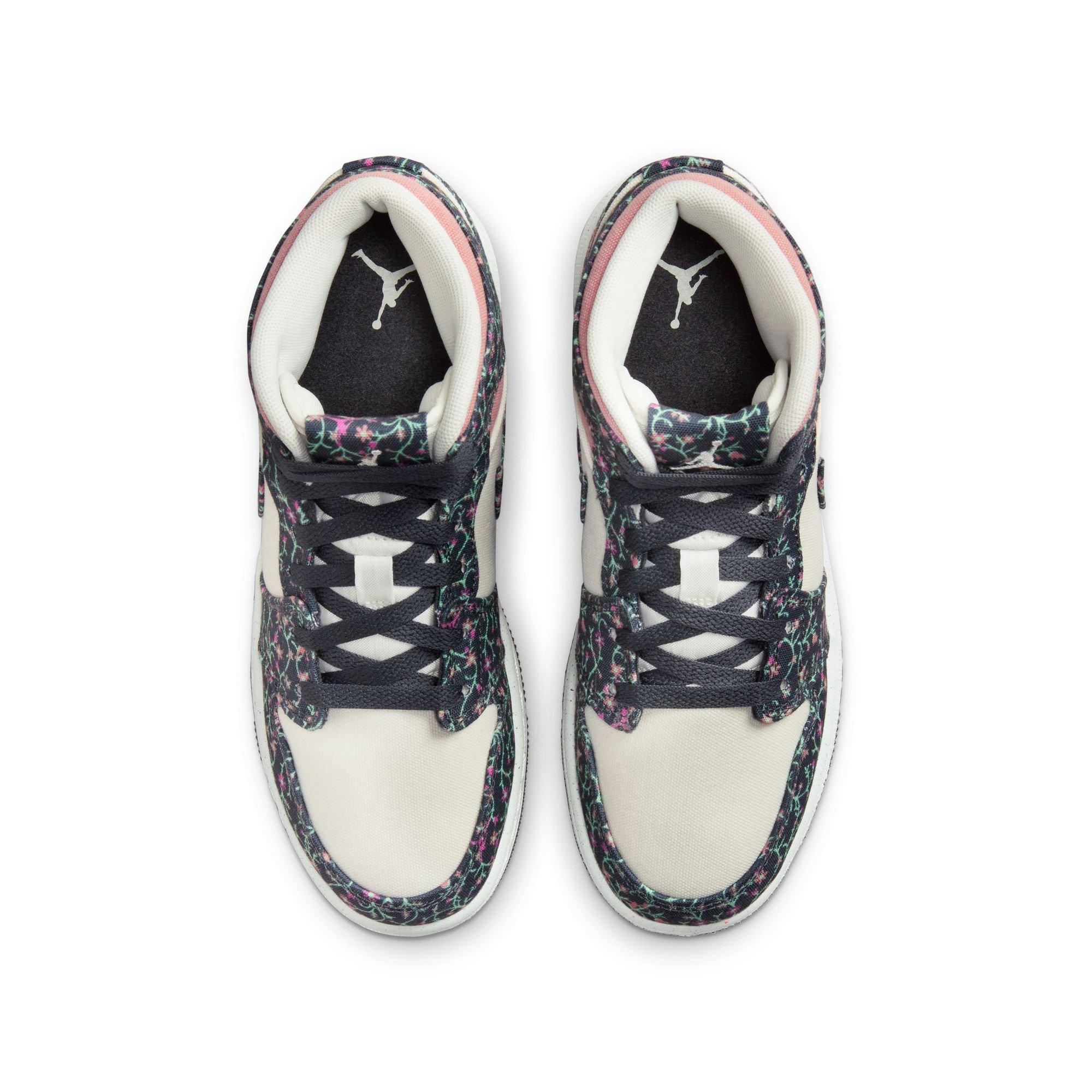 Jordan 1 Mid SE Grade School Girls' "Anthracite/Sail/Red Stardust" Shoe