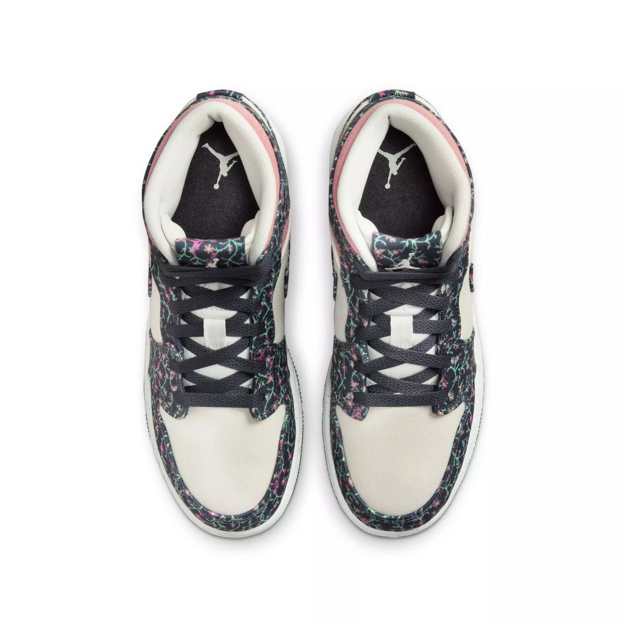 Jordan 1 Mid SE "Anthracite/Sail/Red Stardust" Grade School Girls' Shoe - MULTI-COLOR