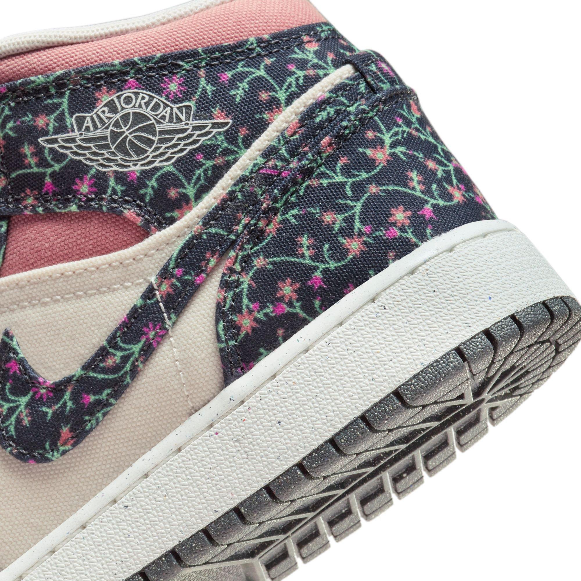 Jordan 1 Mid SE Grade School Girls' "Anthracite/Sail/Red Stardust" Shoe