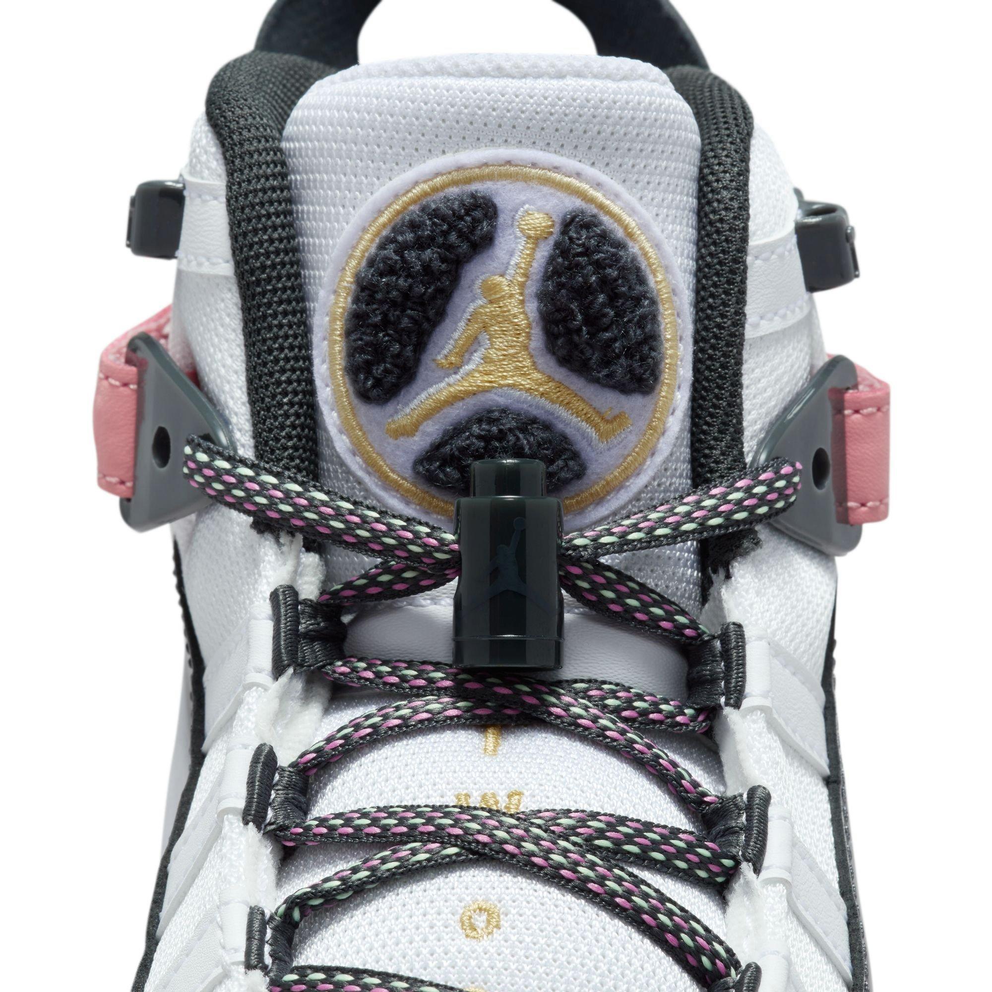 Jordan 6 Rings Grade School Girls' "White/Anthracite/Red Stardust" Shoe