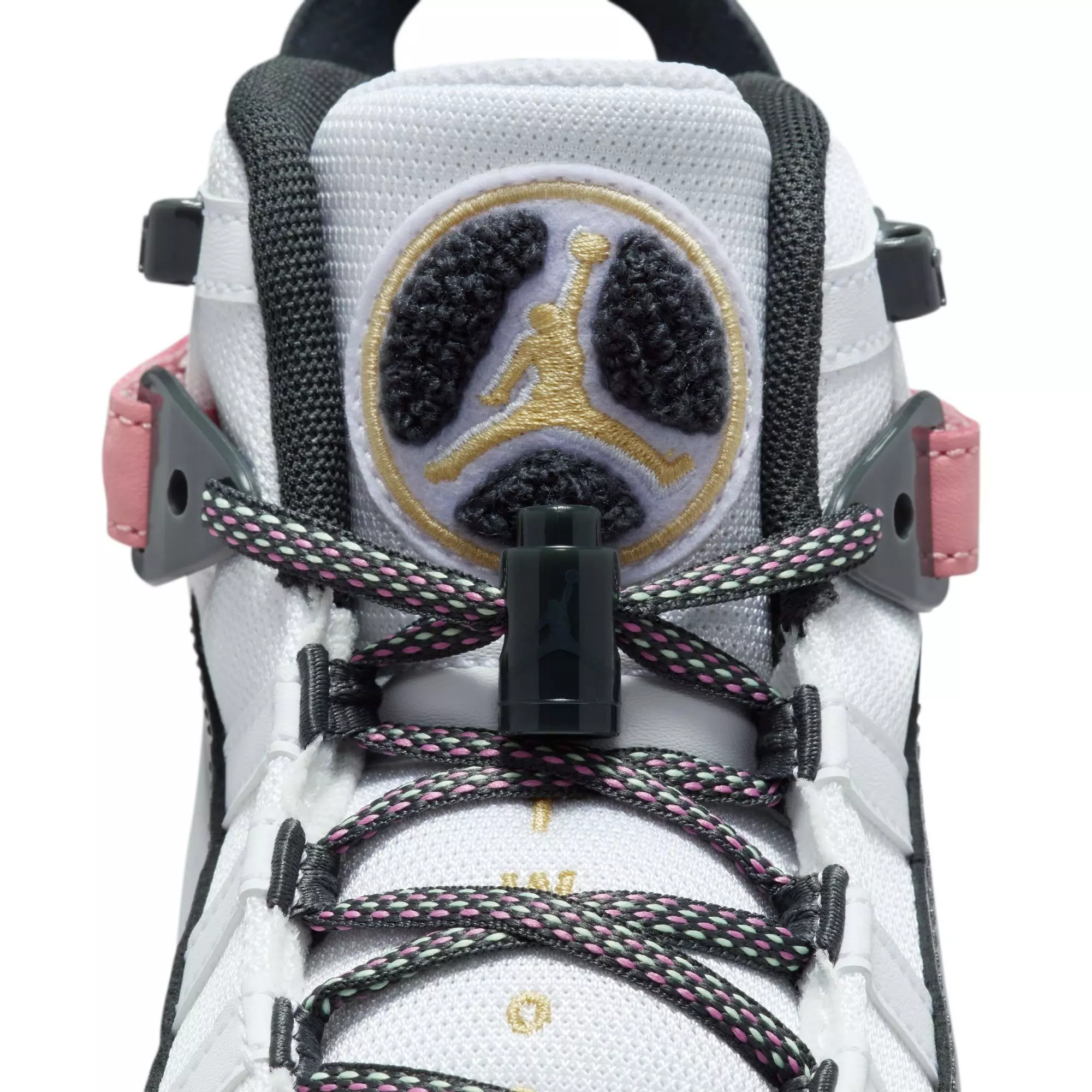 Jordan 6 Rings "White/Anthracite/Red Stardust" Grade School Girls' Shoe - WHITE/RED