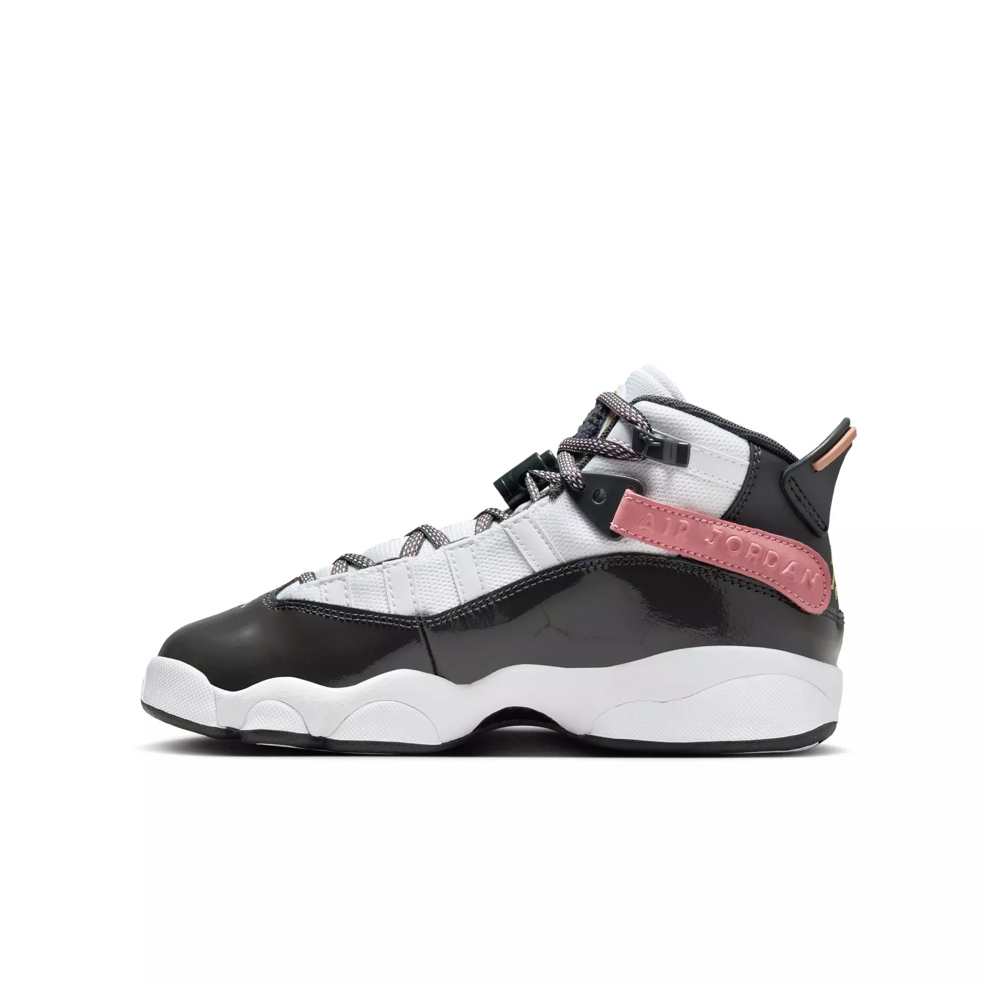 Jordan 6 Rings "White/Anthracite/Red Stardust" Grade School Girls' Shoe - WHITE/RED