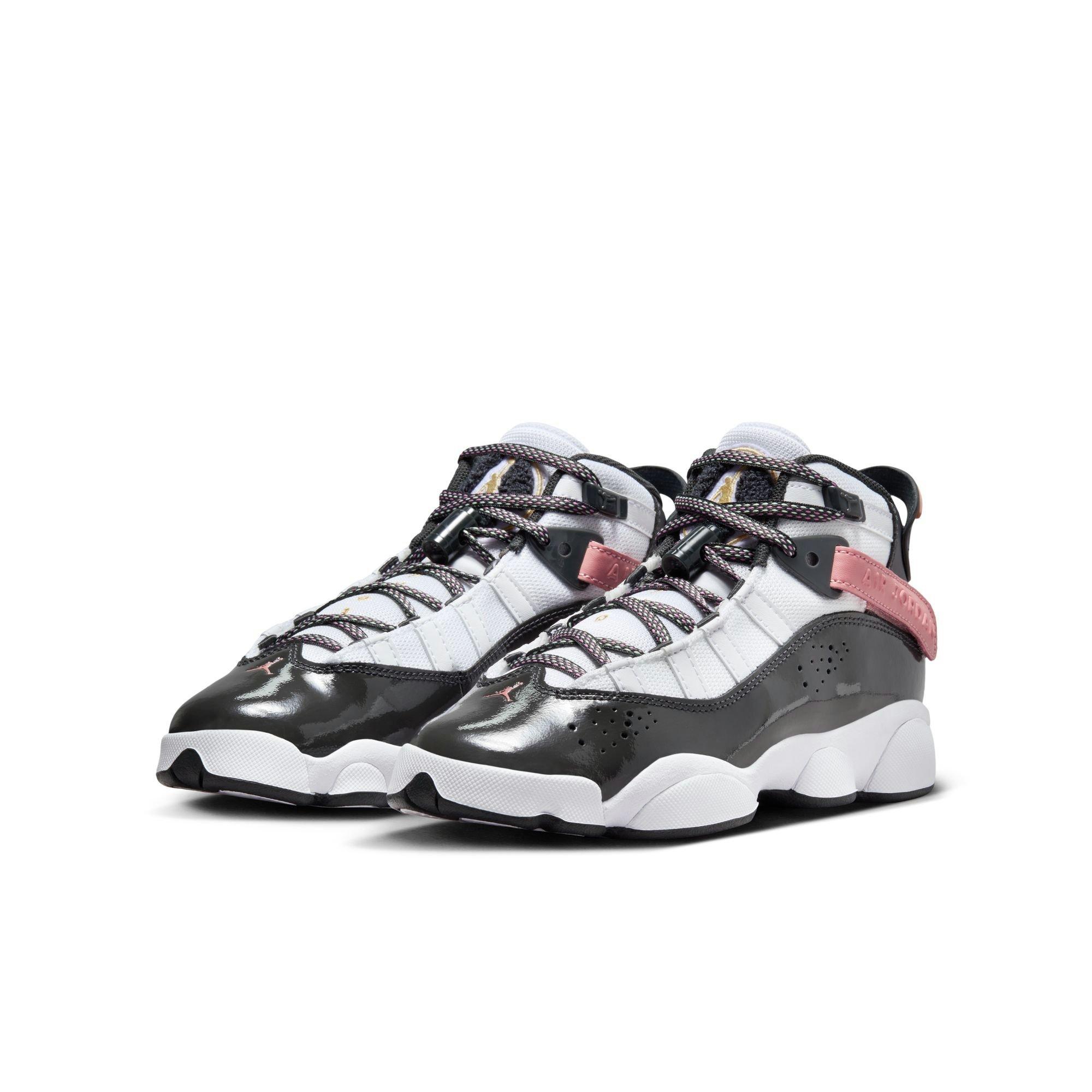 Jordan 6 Rings Grade School Girls' "White/Anthracite/Red Stardust" Shoe