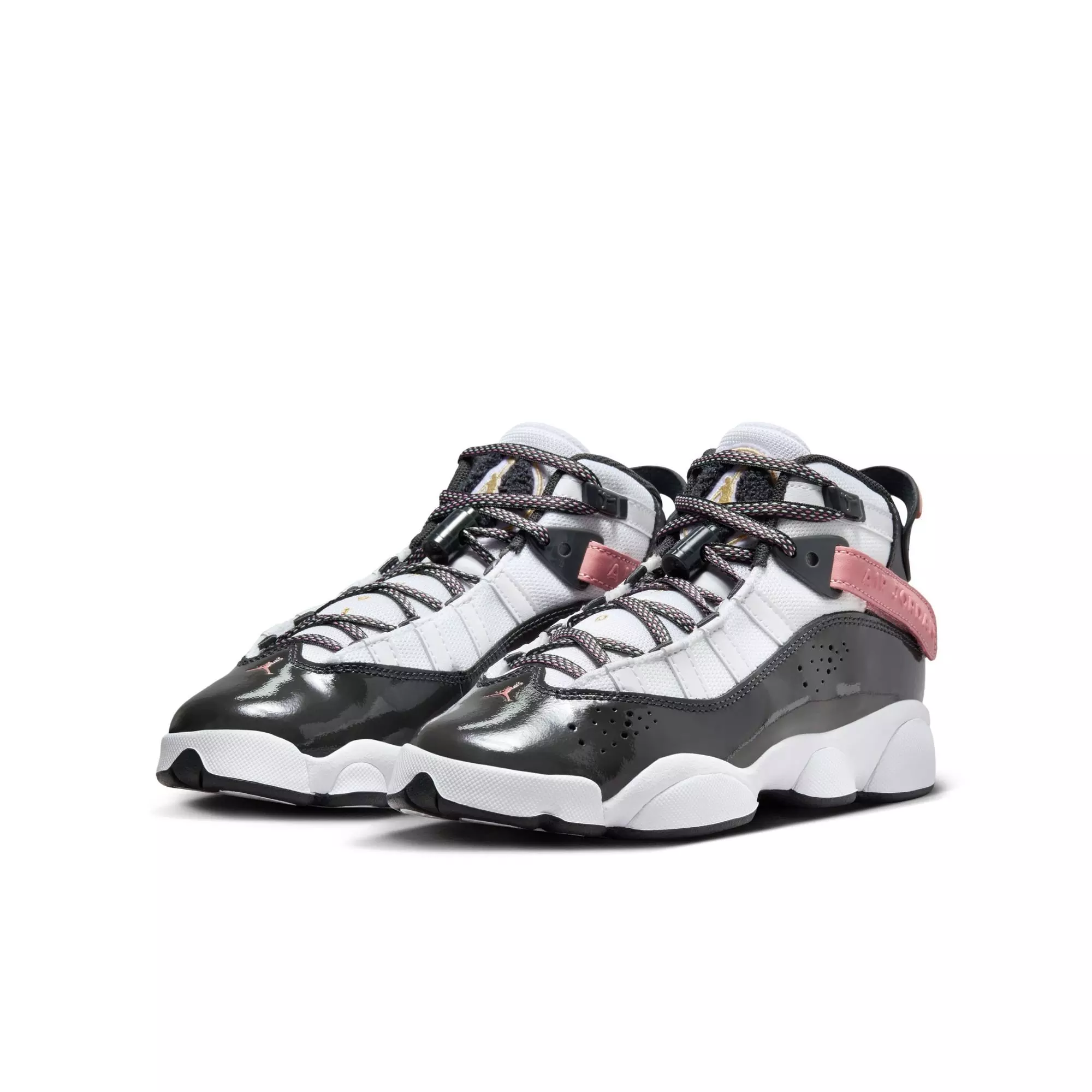 Jordan 6 Rings "White/Anthracite/Red Stardust" Grade School Girls' Shoe - WHITE/RED