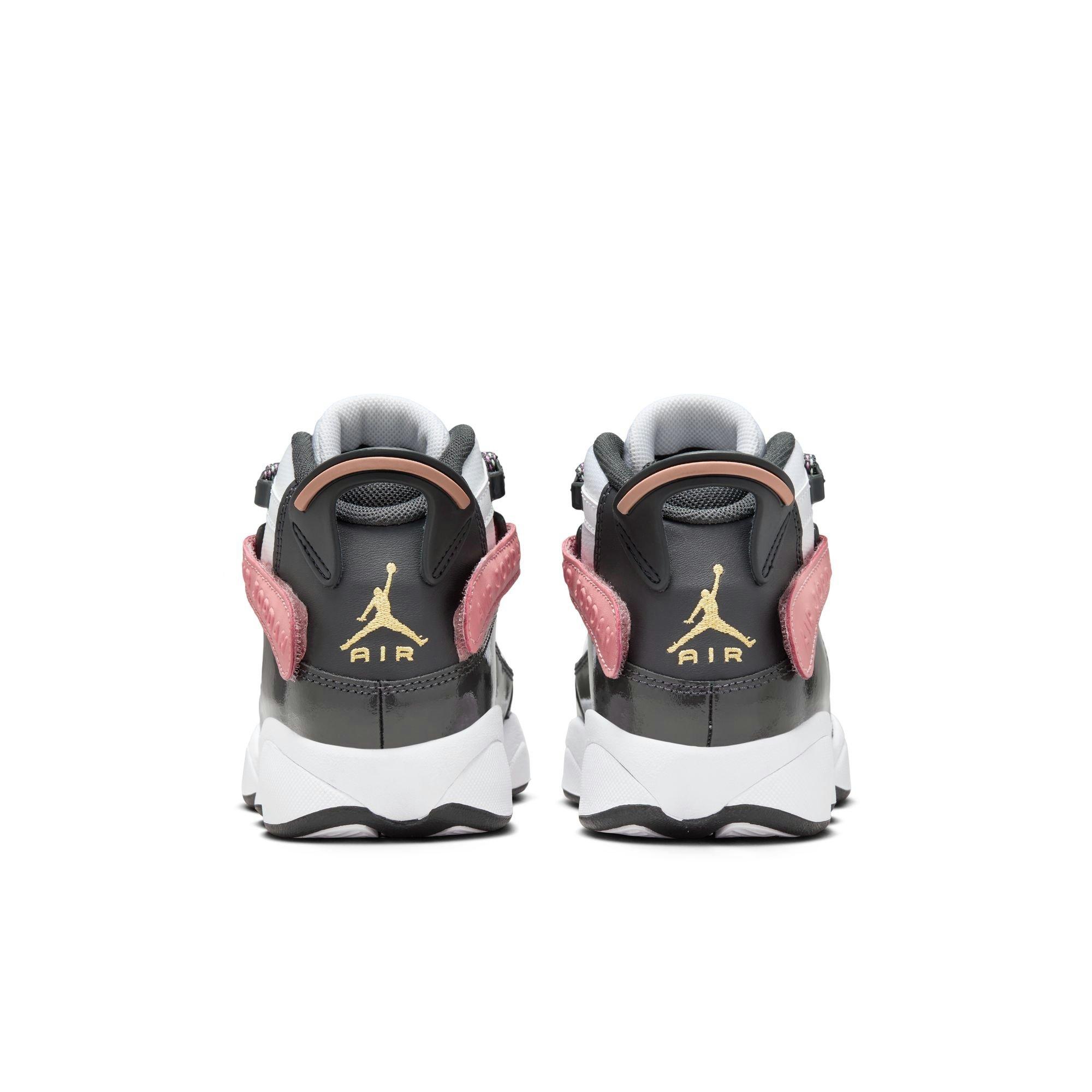 Jordan 6 Rings Grade School Girls' "White/Anthracite/Red Stardust" Shoe