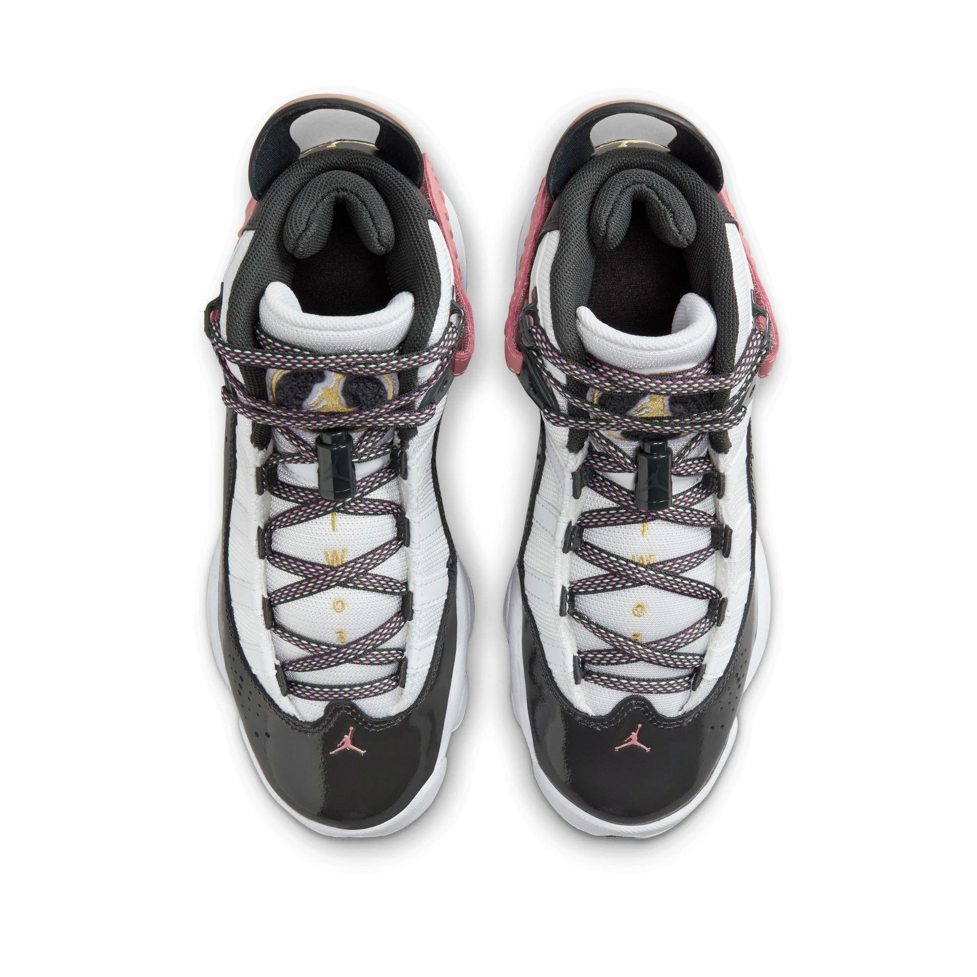Jordan 6 Rings Grade School Girls' "White/Anthracite/Red Stardust" Shoe
