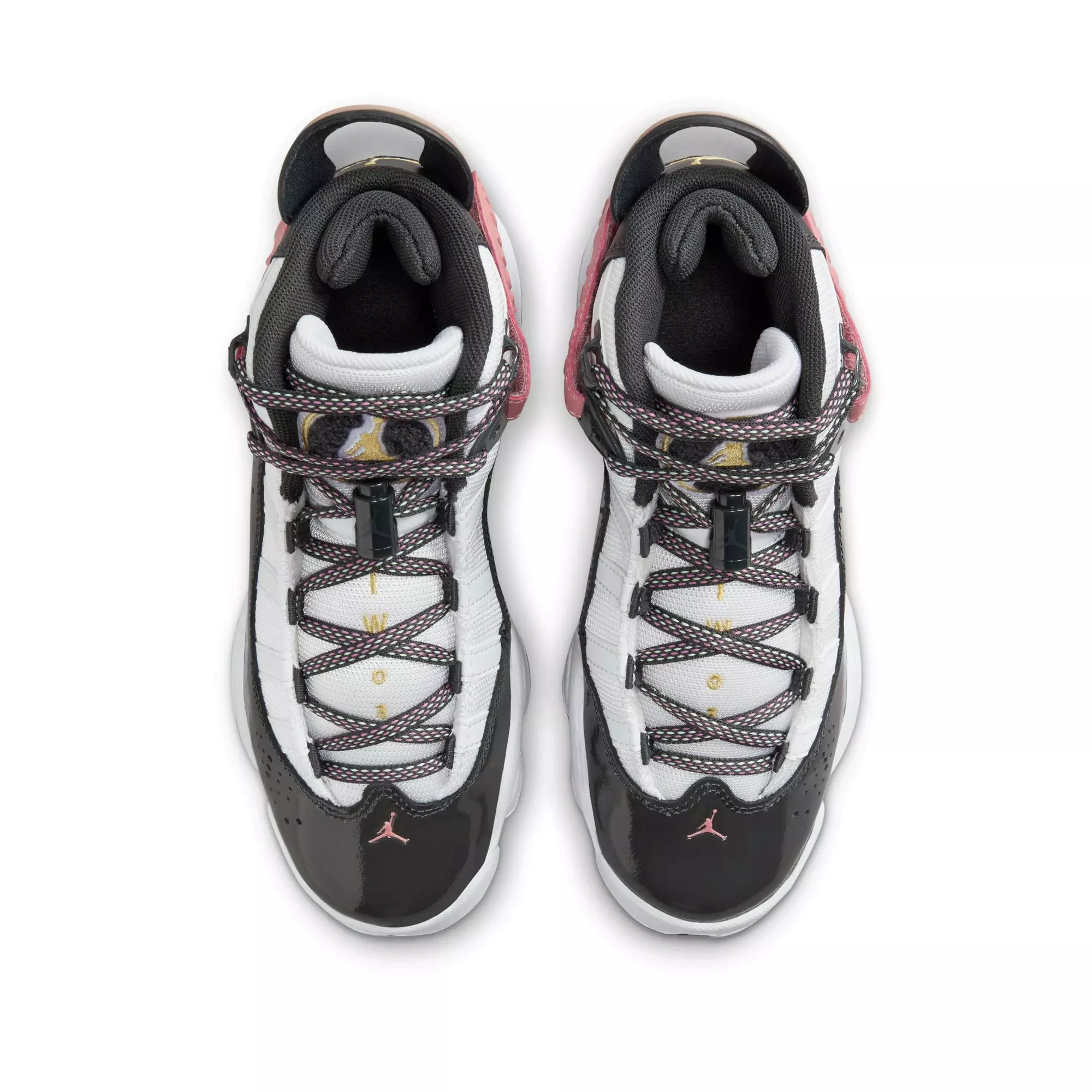 Jordan 6 Rings "White/Anthracite/Red Stardust" Grade School Girls' Shoe - WHITE/RED