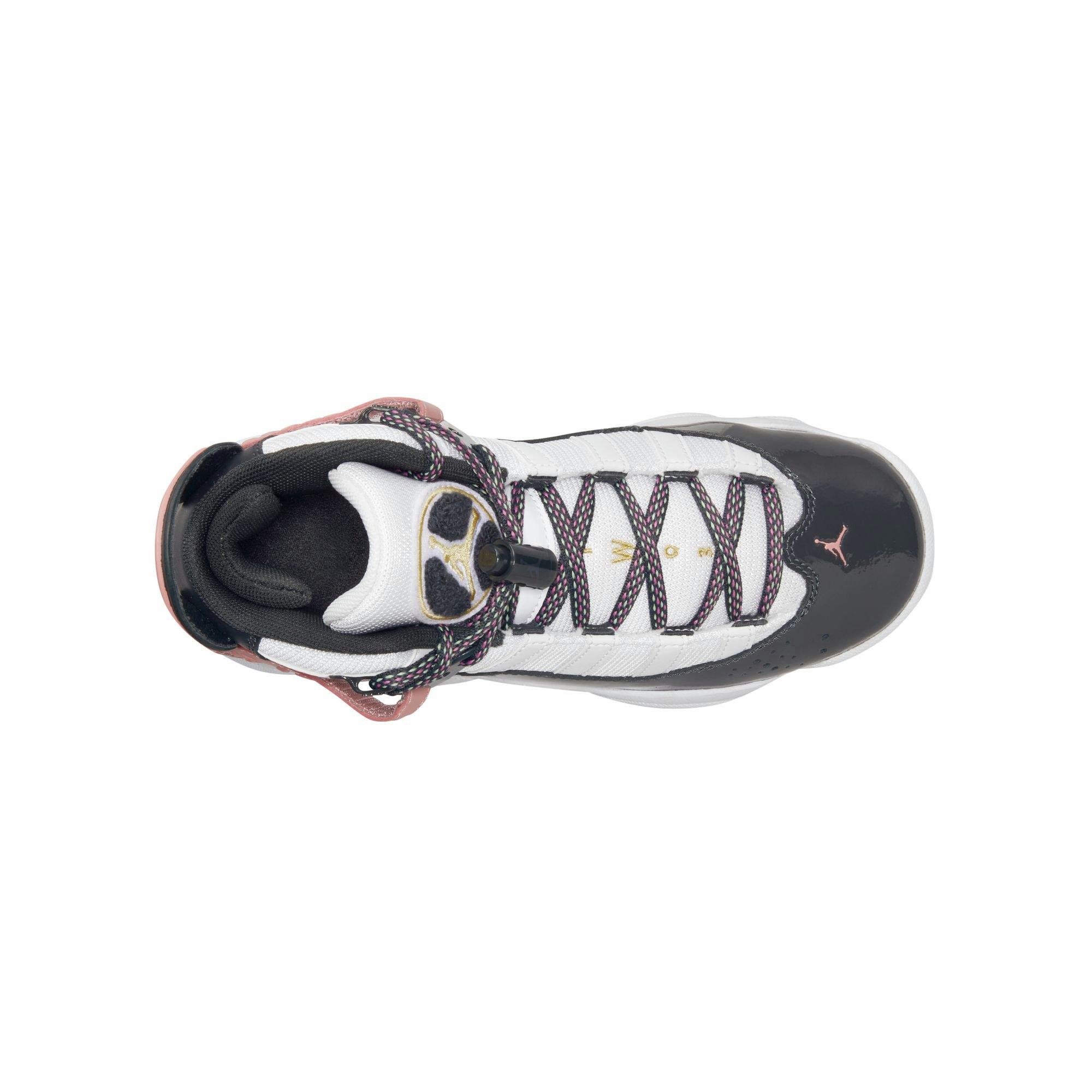 Jordan 6 Rings Grade School Girls' "White/Anthracite/Red Stardust" Shoe