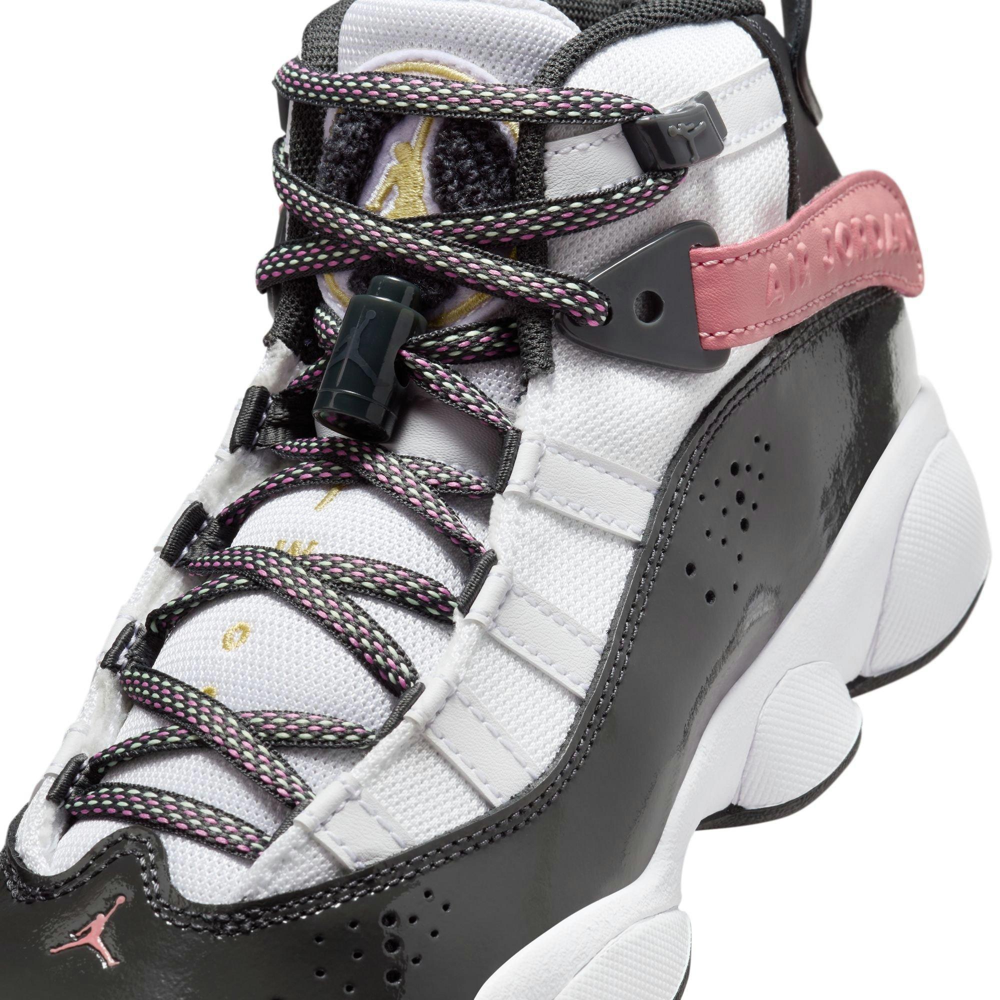 Jordan 6 Rings Grade School Girls' "White/Anthracite/Red Stardust" Shoe