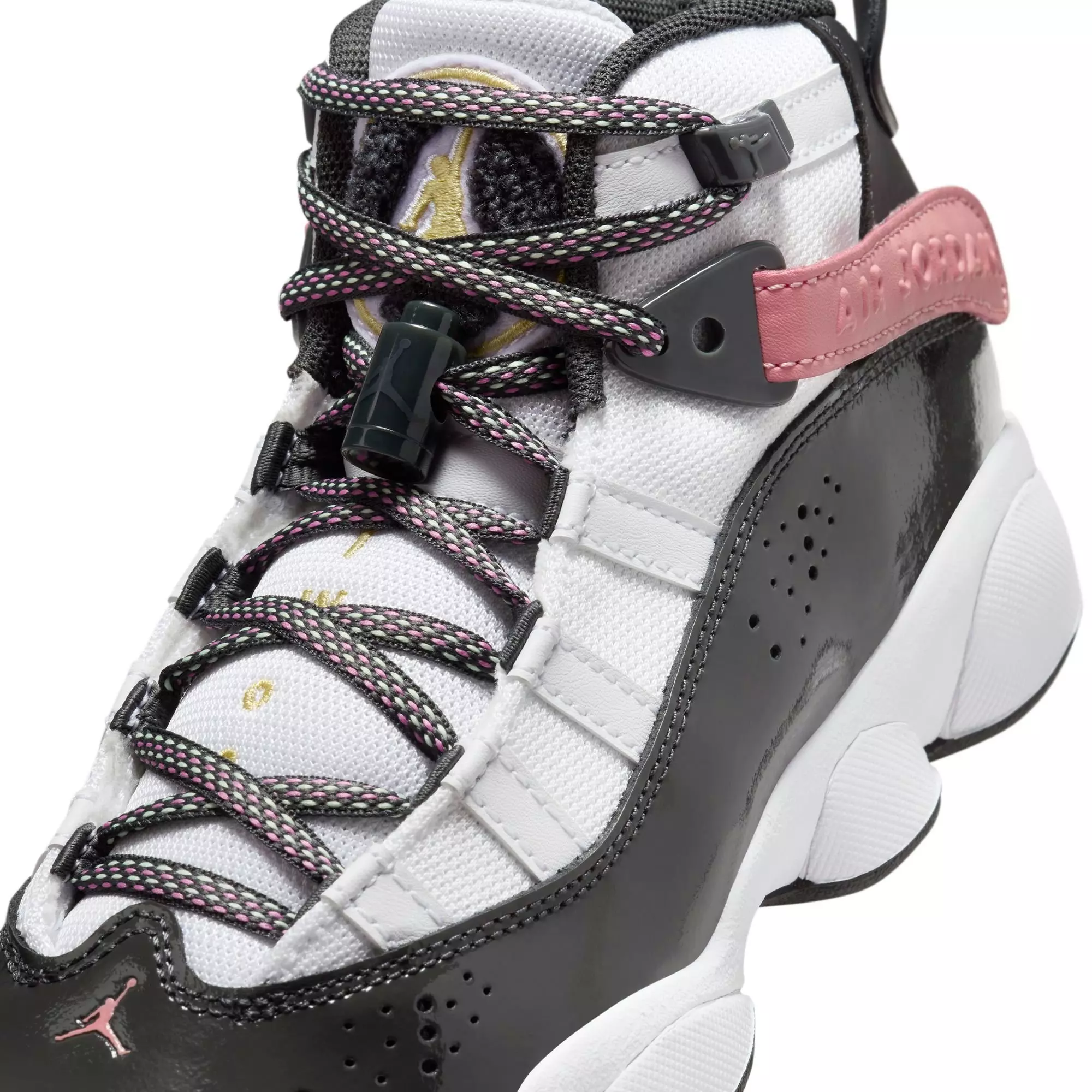 Jordan 6 Rings "White/Anthracite/Red Stardust" Grade School Girls' Shoe - WHITE/RED