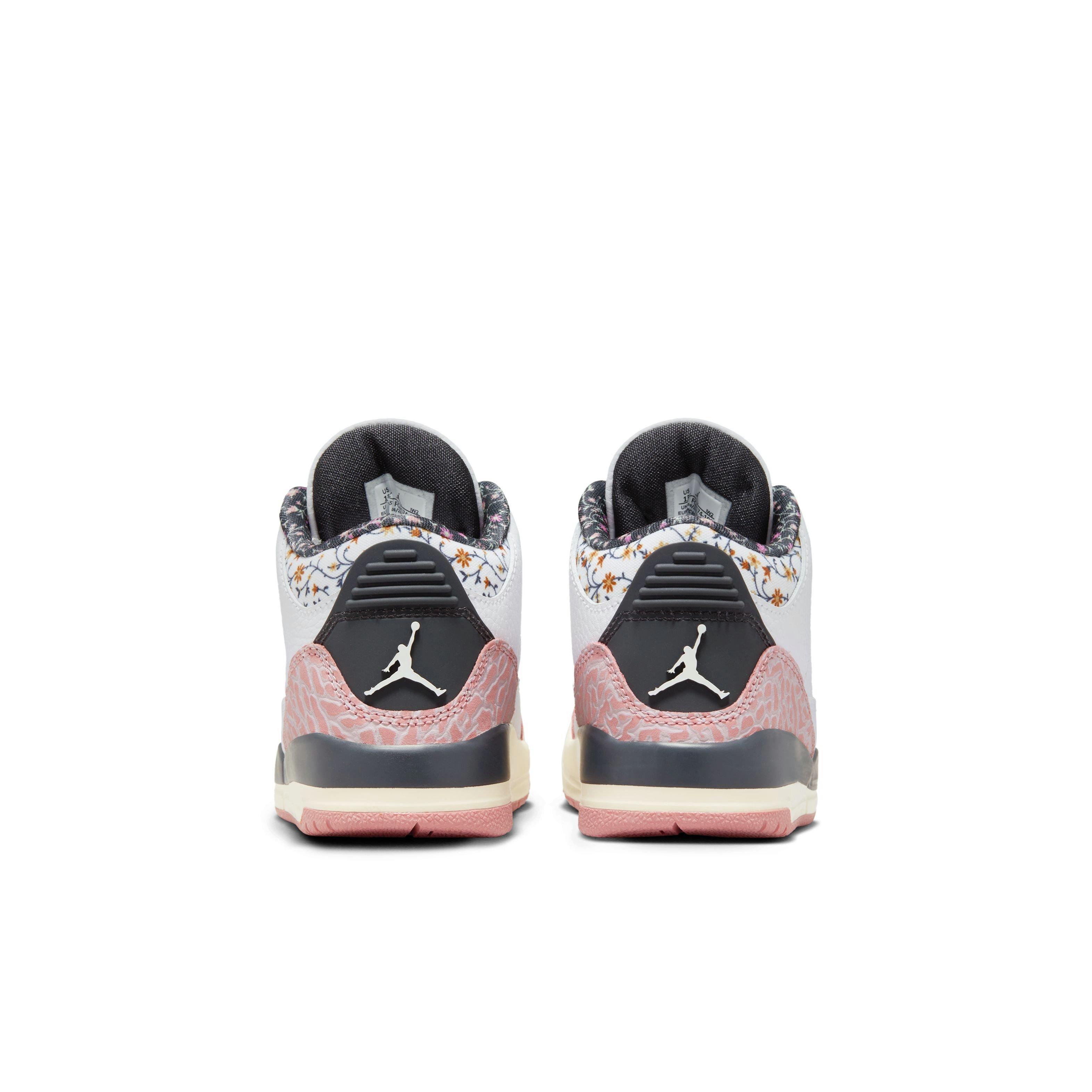 Jordan 3 Retro "Vintage Floral" Preschool Girl's Shoe - WHITE/ANTHRACITE/RED STARDUST Thumbnail View 8