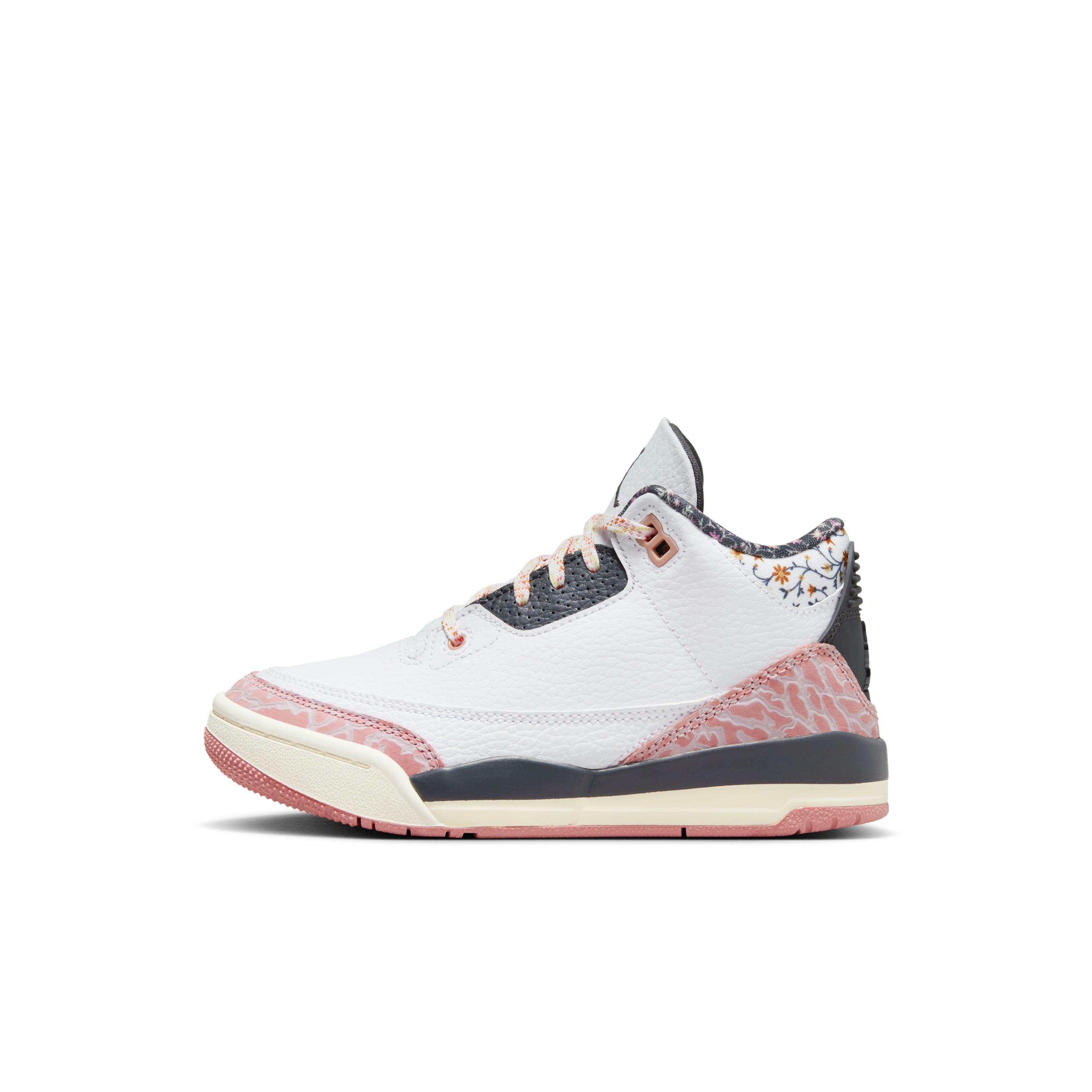 Jordan 3 Retro "Vintage Floral" Preschool Girl's Shoe - WHITE/ANTHRACITE/RED STARDUST Thumbnail View 6