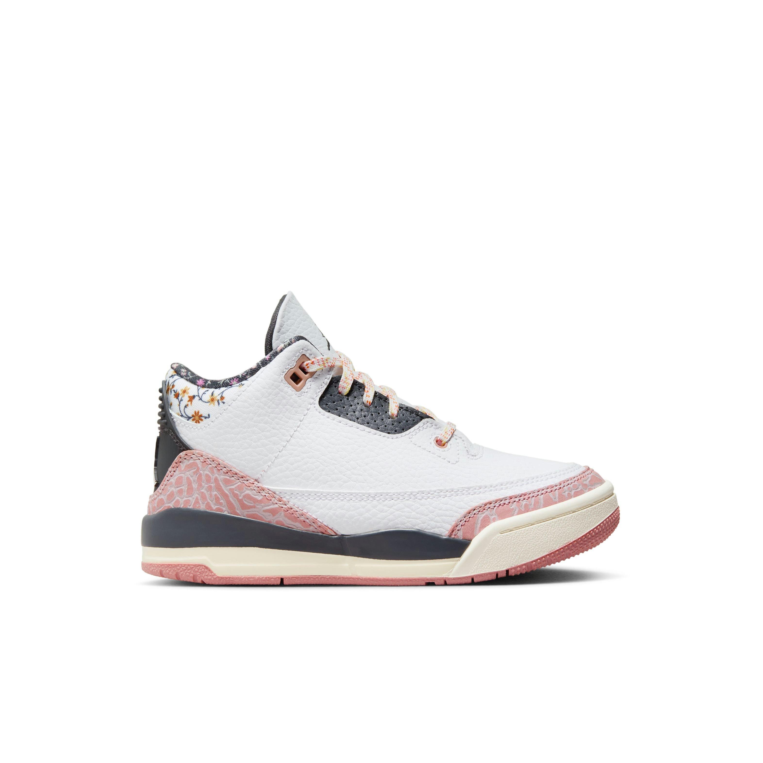 Jordan 3 Retro "Vintage Floral" Preschool Girl's Shoe - WHITE/ANTHRACITE/RED STARDUST Thumbnail View 1