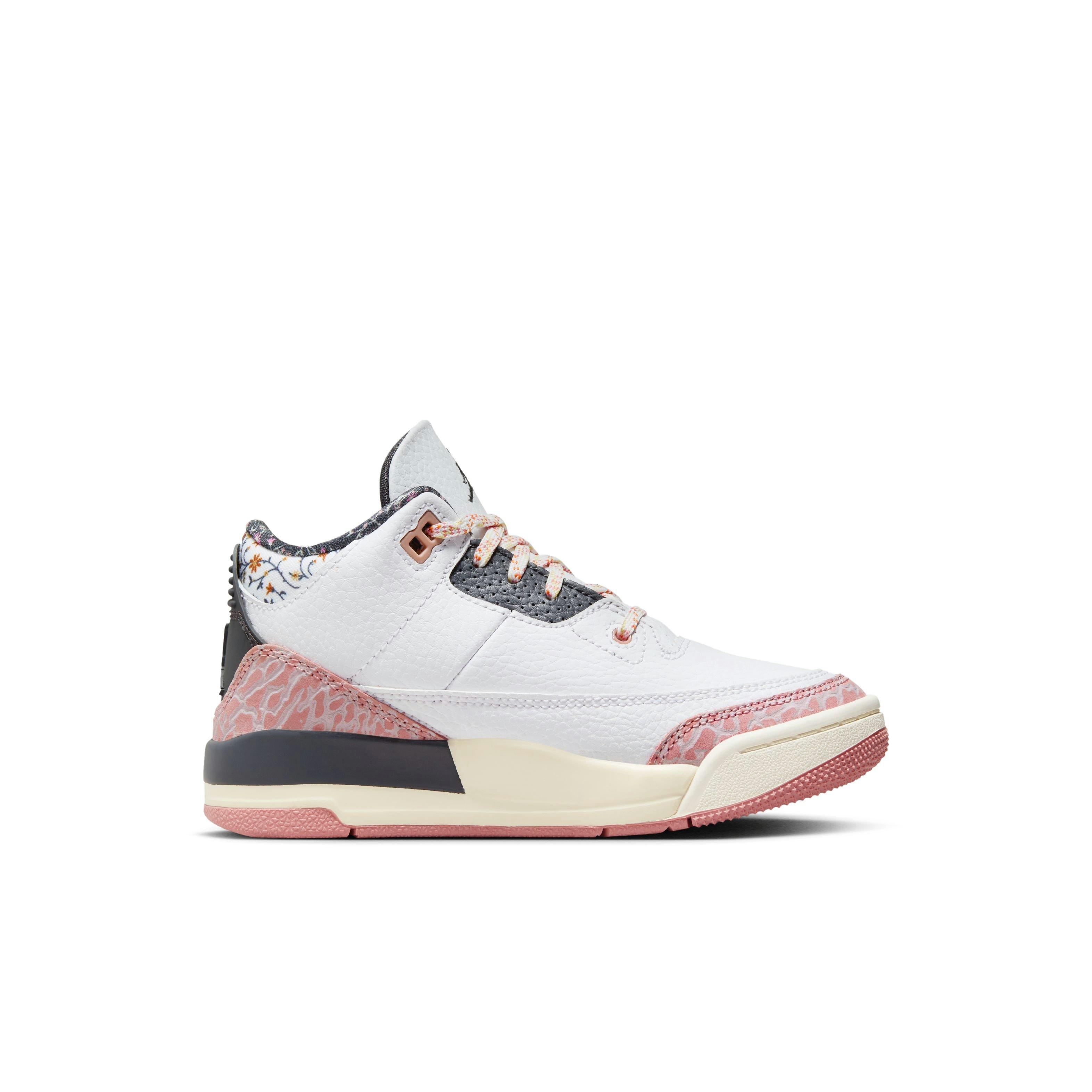 Jordan 3 Retro "Vintage Floral" Preschool Girl's Shoe - WHITE/ANTHRACITE/RED STARDUST Thumbnail View 2