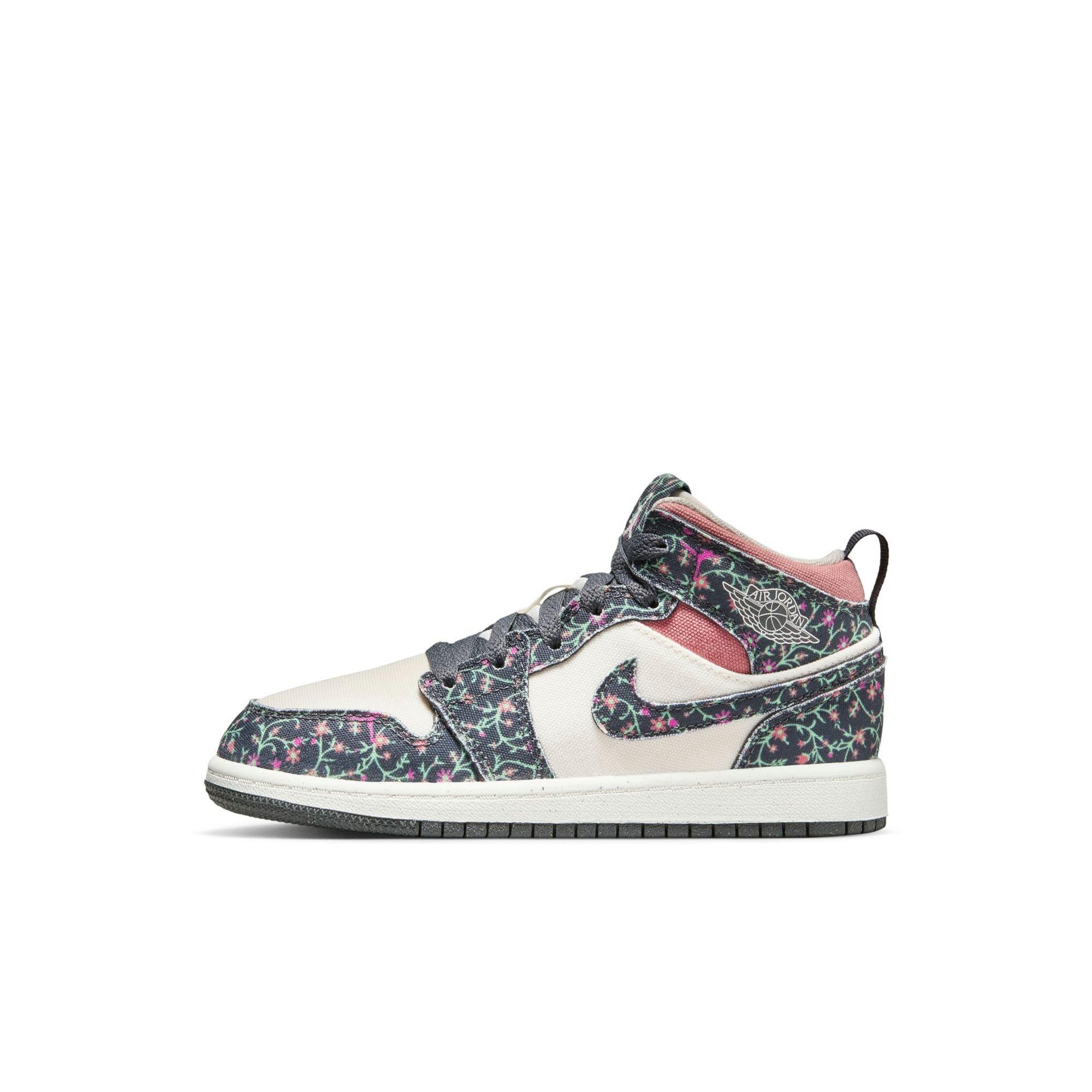 Jordan 1 Mid SE "Anthracite/Sail/Red Stardust" Preschool Girls' Shoe - MULTI-COLOR Thumbnail View 3