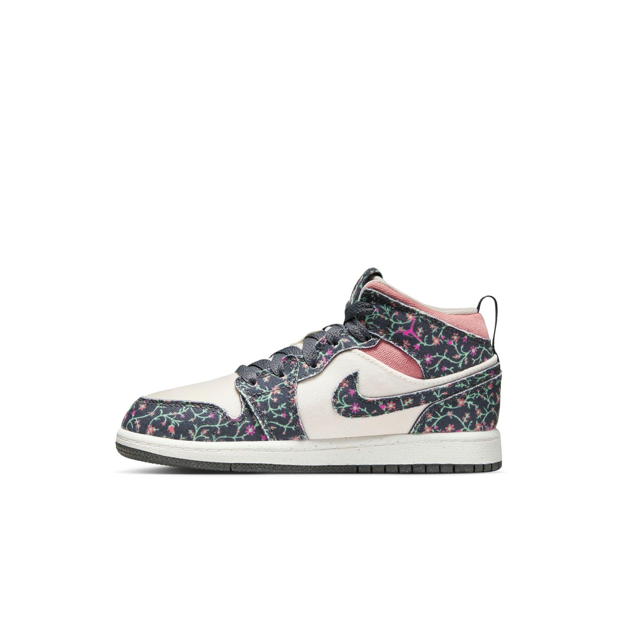 Jordan 1 Mid SE "Anthracite/Sail/Red Stardust" Preschool Girls' Shoe - MULTI-COLOR Thumbnail View 4
