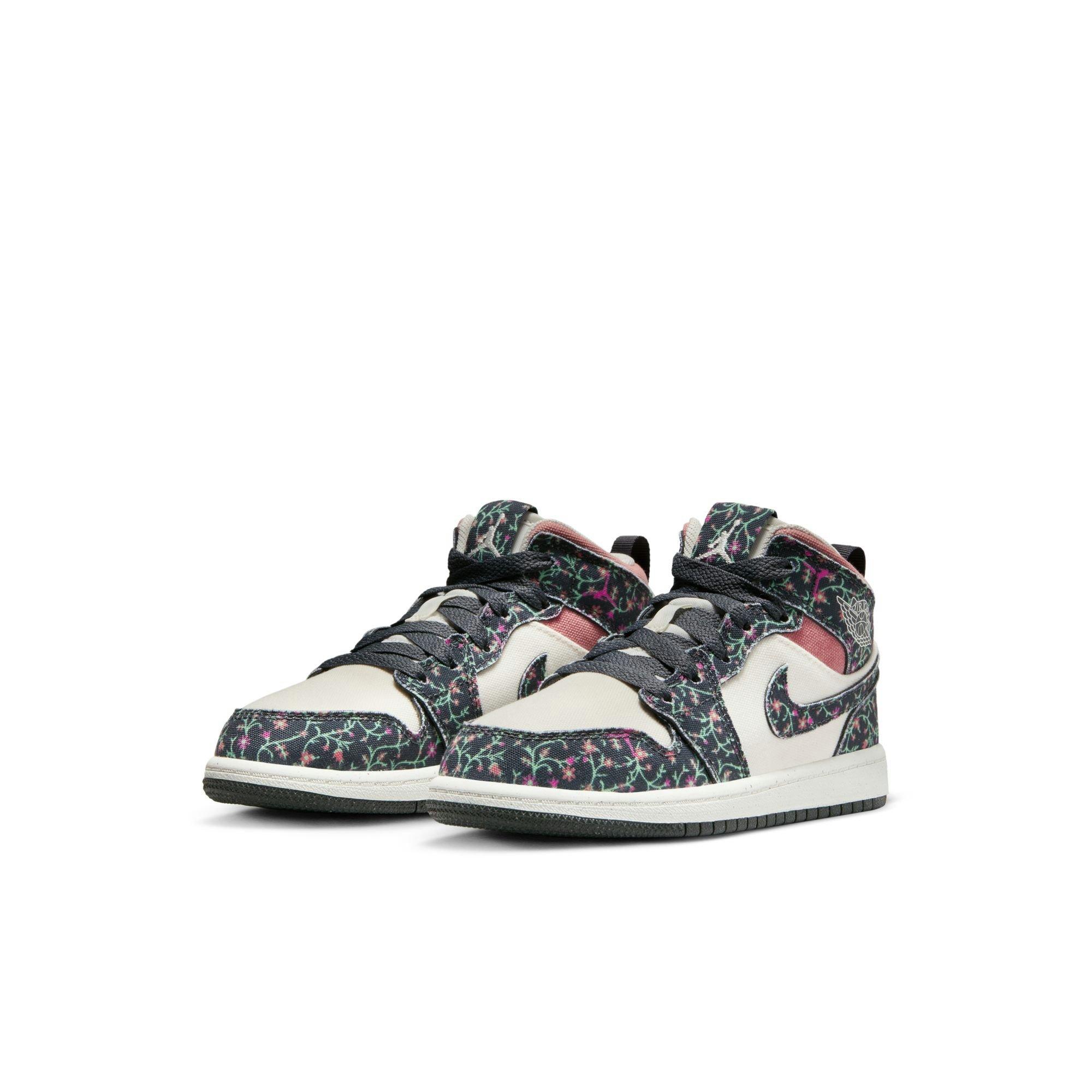 Jordan 1 Mid SE "Anthracite/Sail/Red Stardust" Preschool Girls' Shoe - MULTI-COLOR Thumbnail View 5
