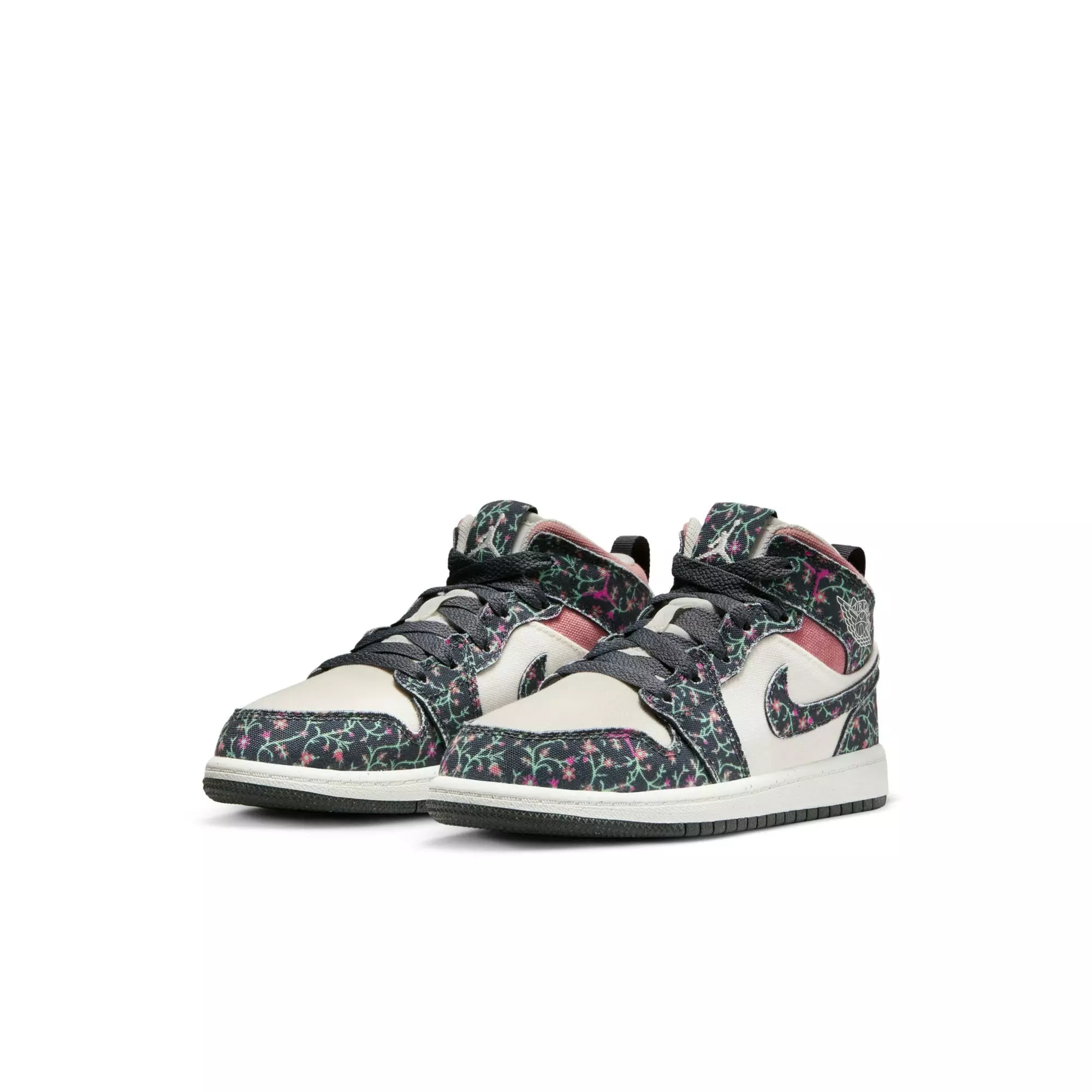Jordan 1 Mid SE "Anthracite/Sail/Red Stardust" Preschool Girls' Shoe - MULTI-COLOR