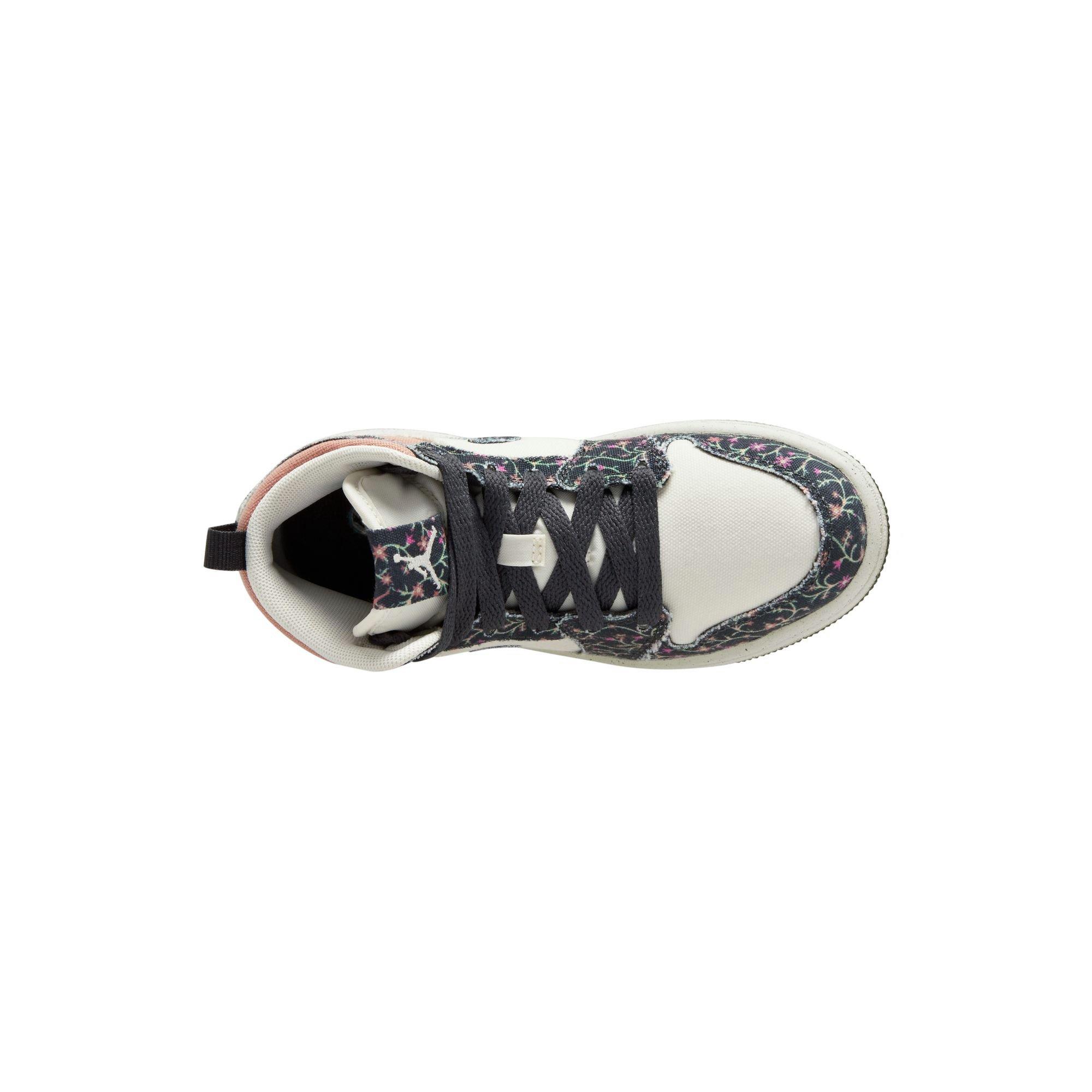 Jordan 1 Mid SE "Anthracite/Sail/Red Stardust" Preschool Girls' Shoe - MULTI-COLOR Thumbnail View 6