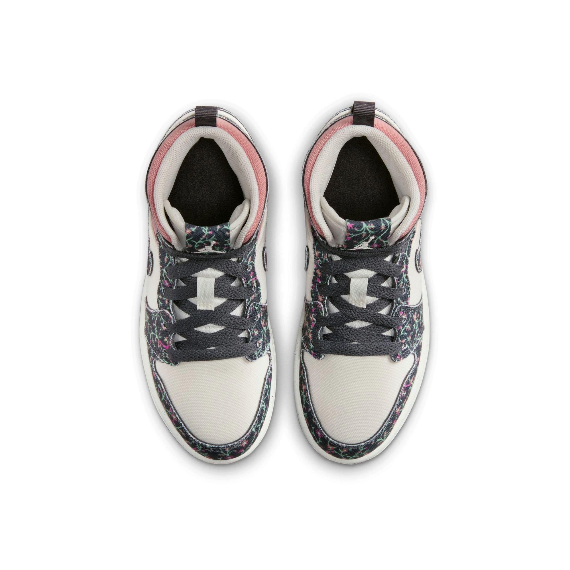 Jordan 1 Mid SE "Anthracite/Sail/Red Stardust" Preschool Girls' Shoe - MULTI-COLOR Thumbnail View 7