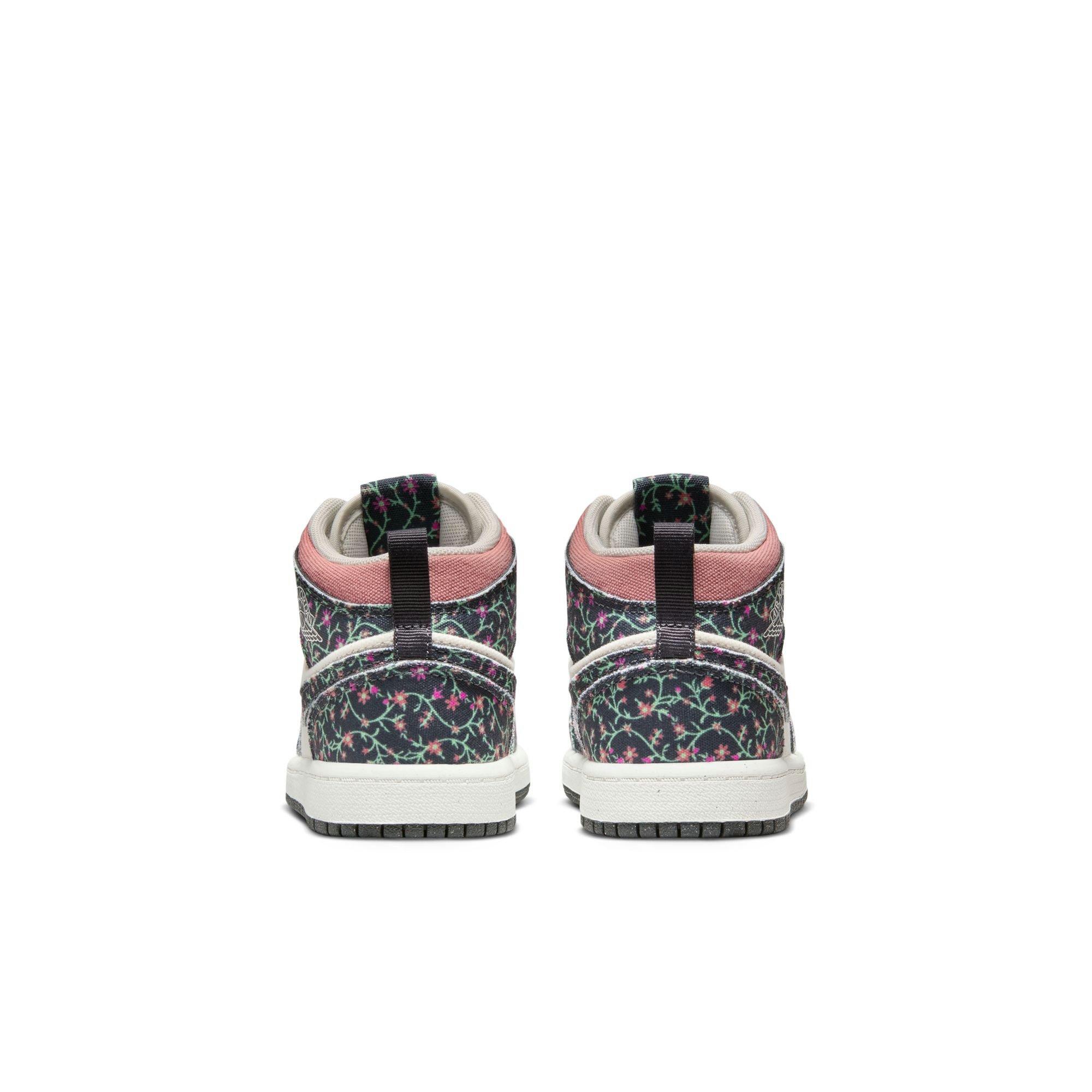 Jordan 1 Mid SE "Anthracite/Sail/Red Stardust" Preschool Girls' Shoe - MULTI-COLOR Thumbnail View 8