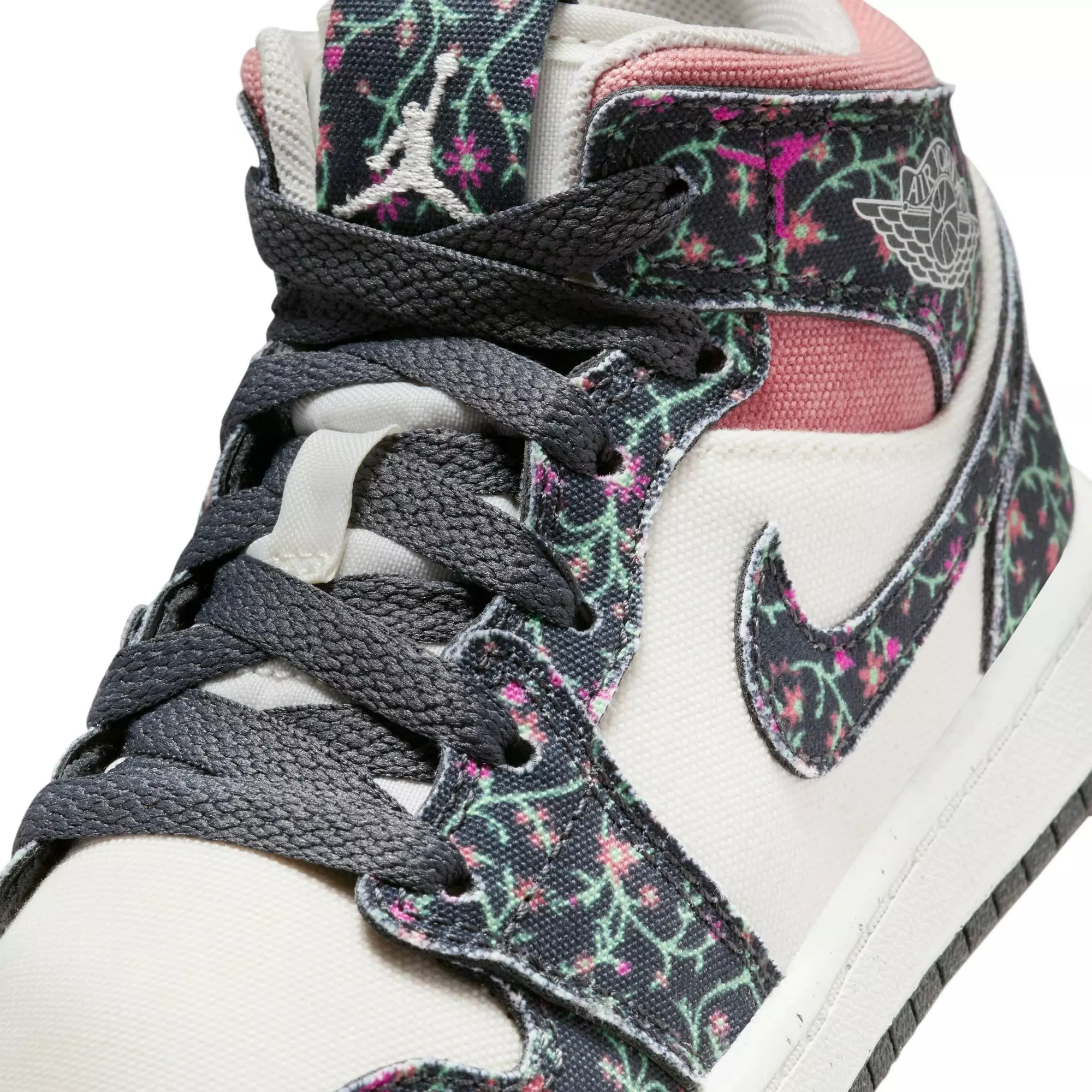 Jordan 1 Mid SE "Anthracite/Sail/Red Stardust" Preschool Girls' Shoe - MULTI-COLOR