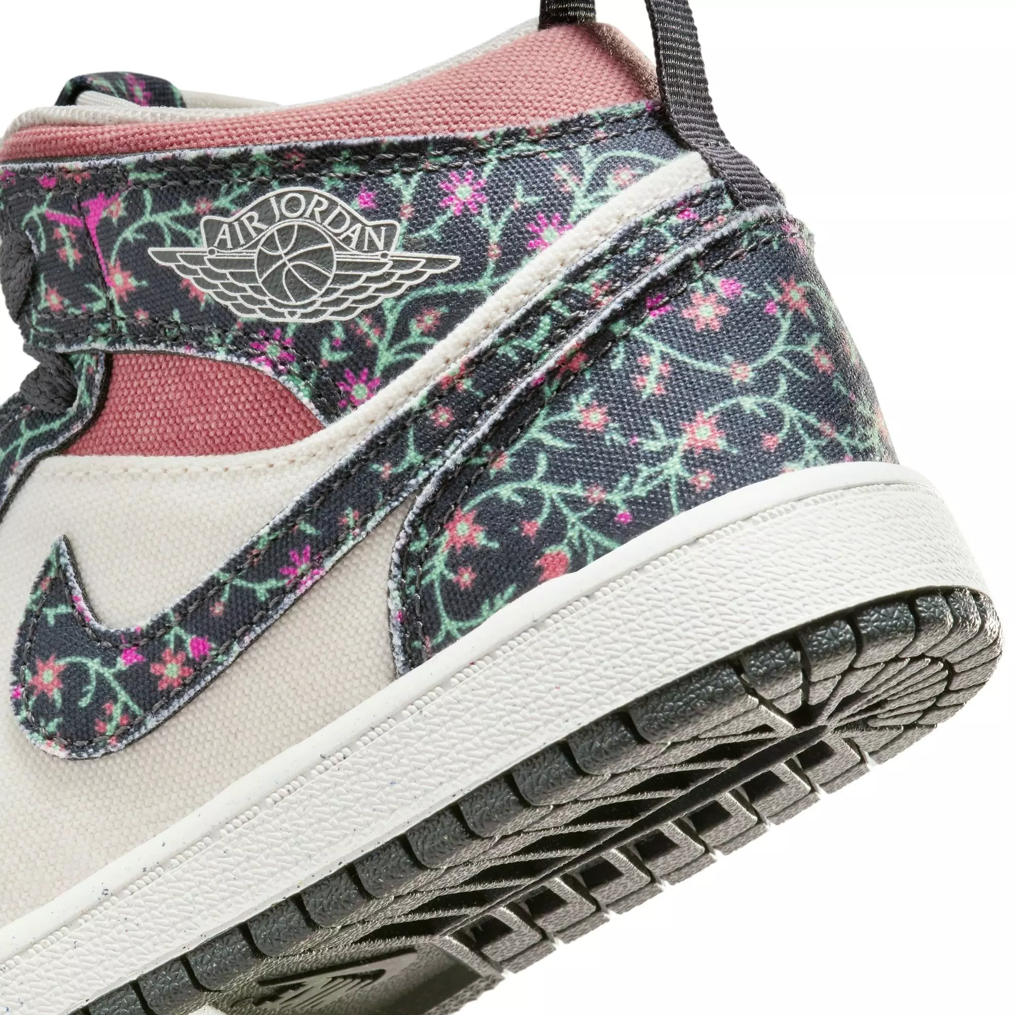 Jordan 1 Mid SE "Anthracite/Sail/Red Stardust" Preschool Girls' Shoe - MULTI-COLOR