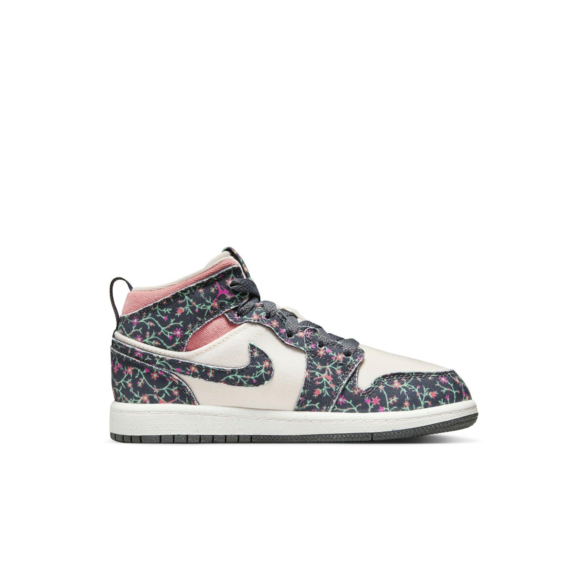 Jordan 1 Mid SE "Anthracite/Sail/Red Stardust" Preschool Girls' Shoe - MULTI-COLOR Thumbnail View 2