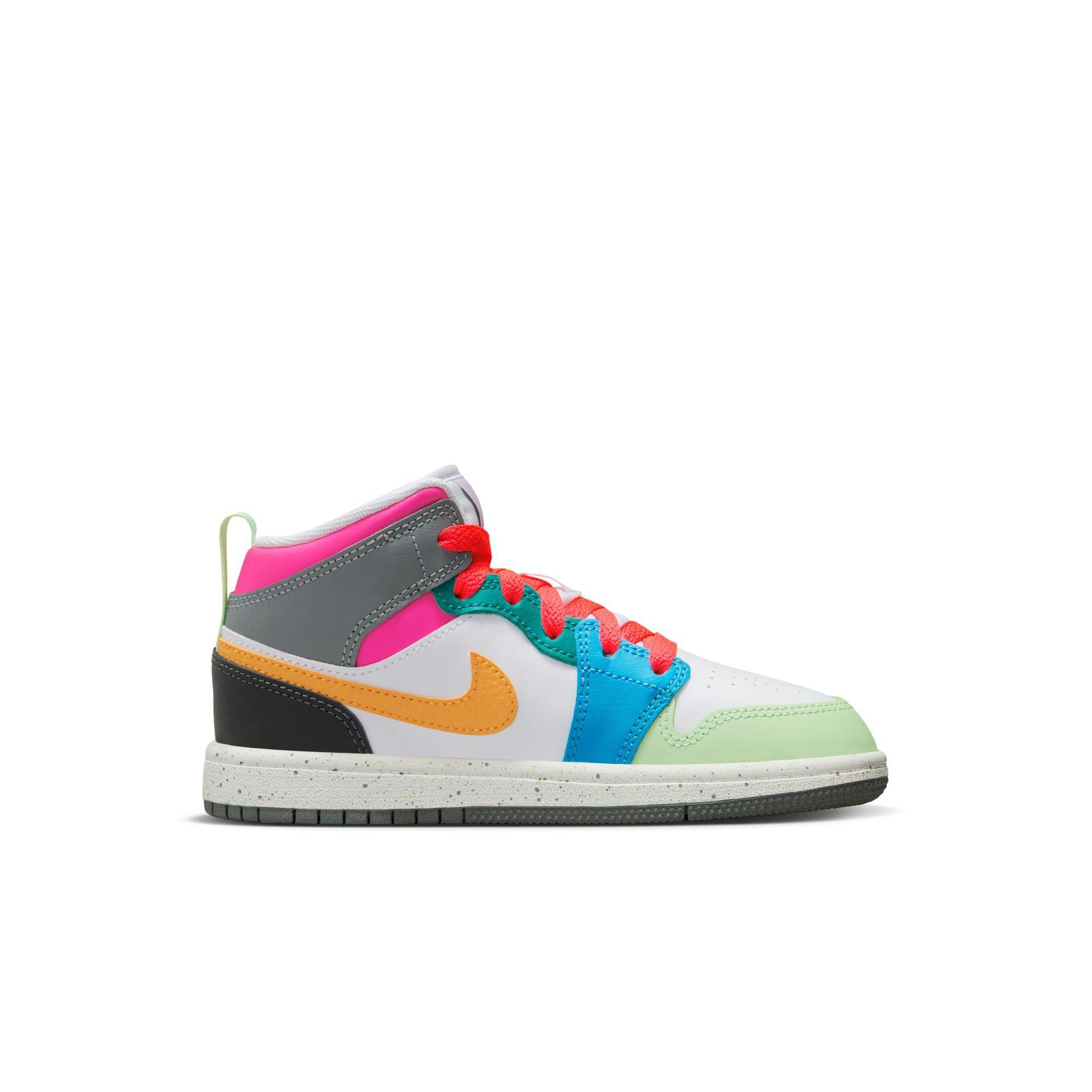 Jordan 1 Mid SE White/Taxi/Dark Shadow/Hyper Pink Preschool Girls' Shoe -  Hibbett | City Gear