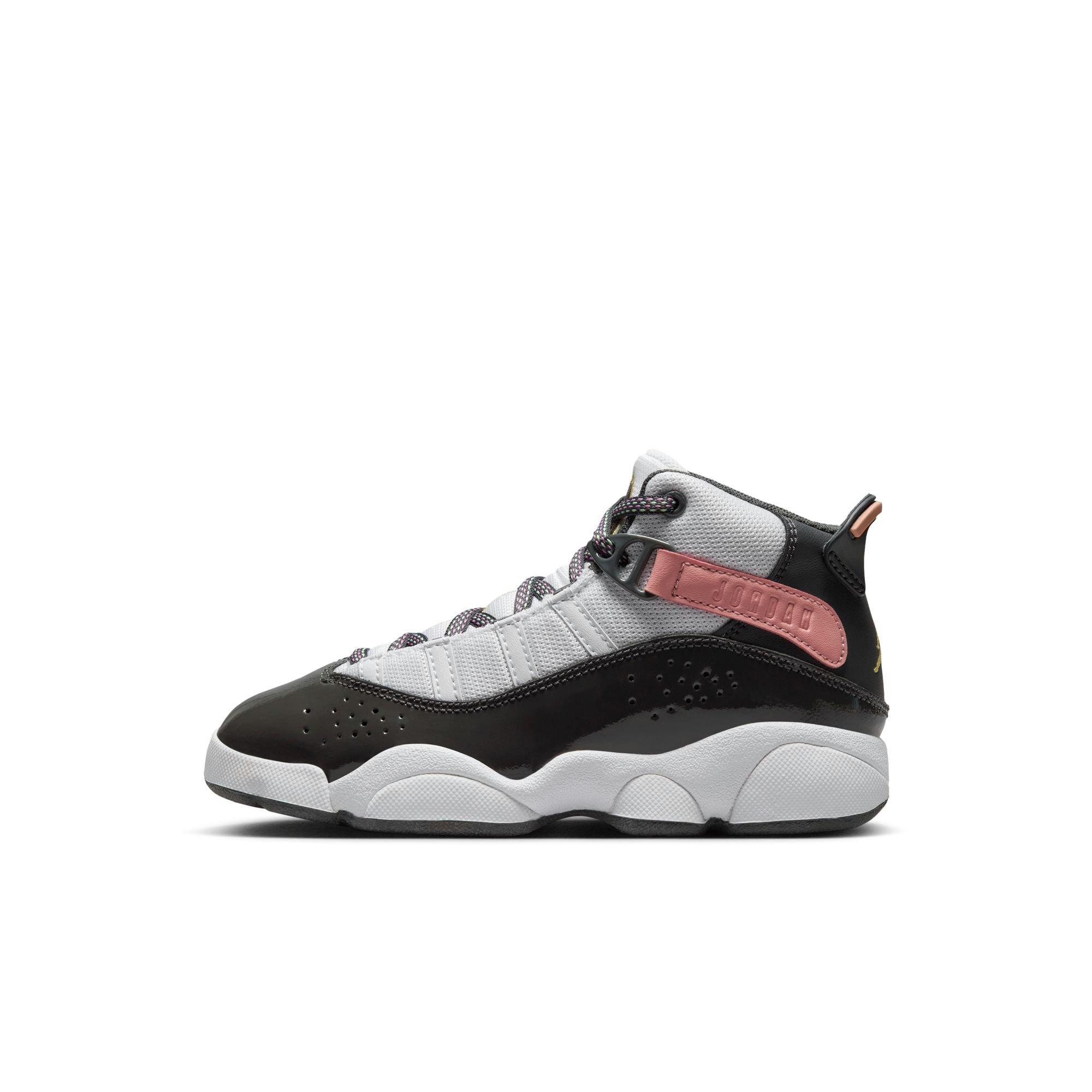 Jordan 6 Rings Preschool Girls' "White/Anthracite/Red Stardust" Shoe