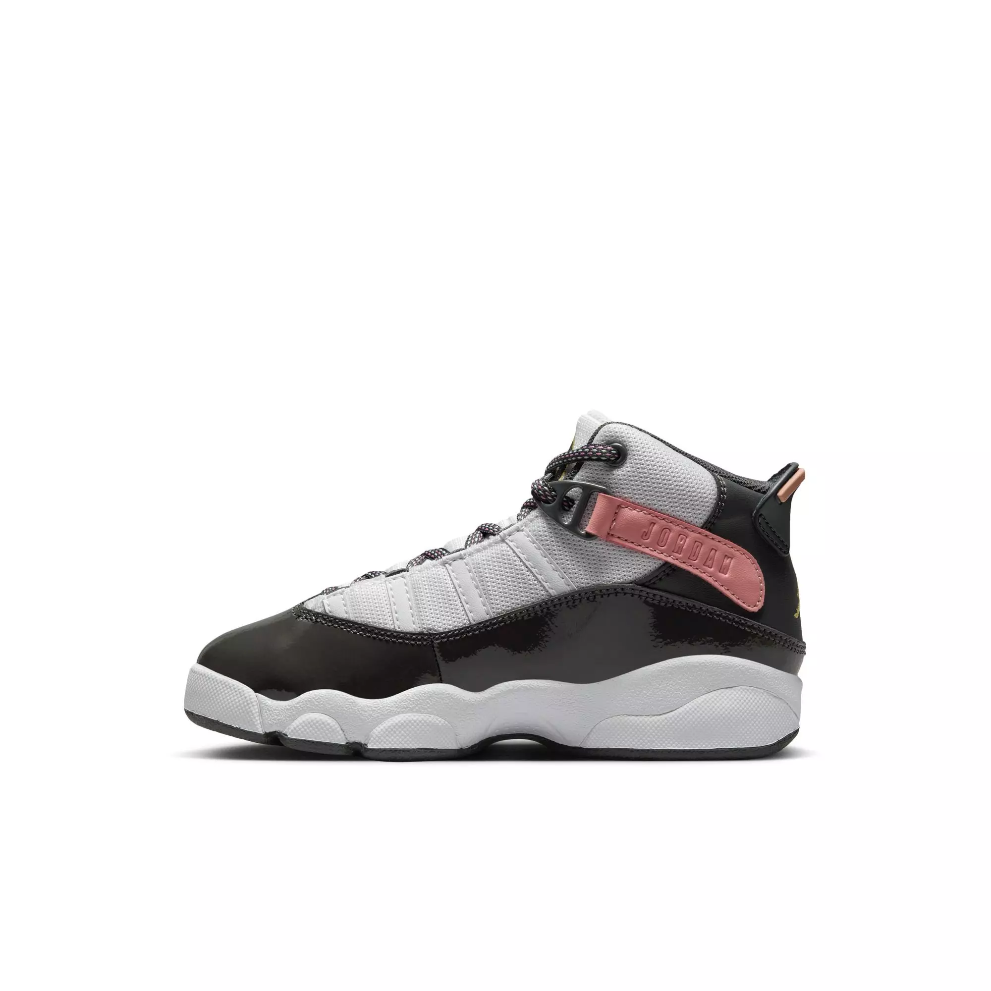 Jordan 6 Rings "White/Anthracite/Red Stardust" Preschool Girls' Shoe - WHITE/RED