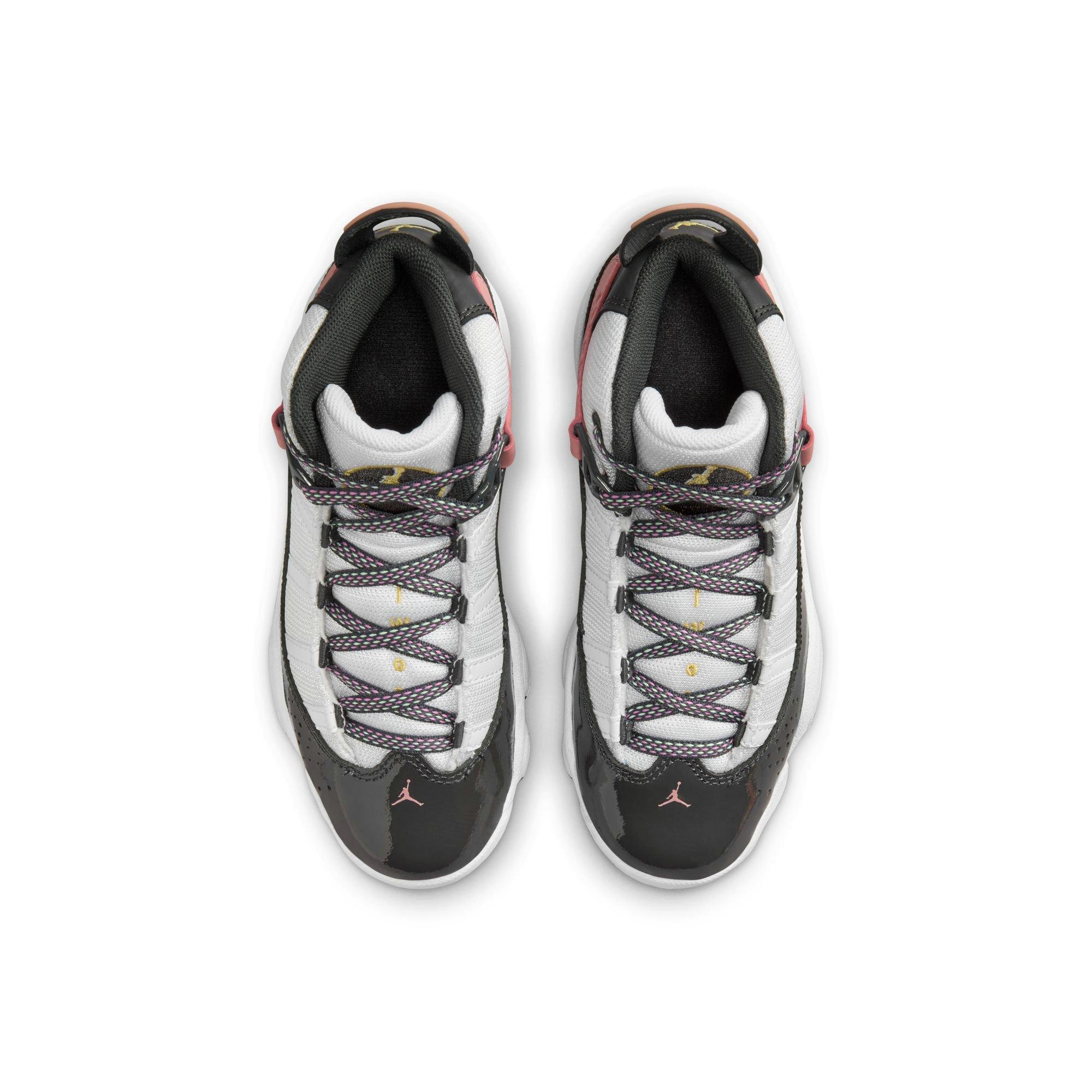 Jordan 6 Rings Preschool Girls' "White/Anthracite/Red Stardust" Shoe