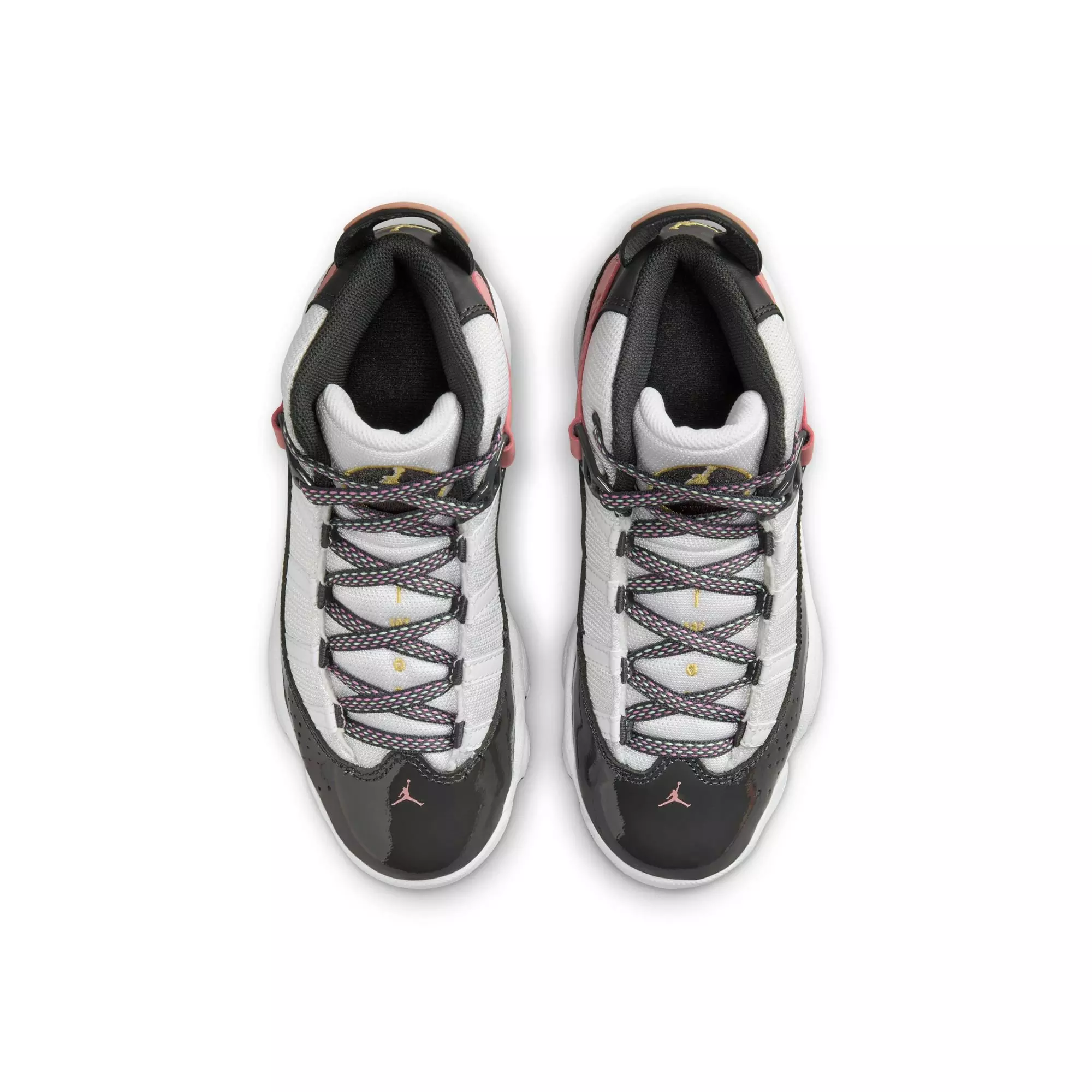 Jordan 6 Rings "White/Anthracite/Red Stardust" Preschool Girls' Shoe - WHITE/RED