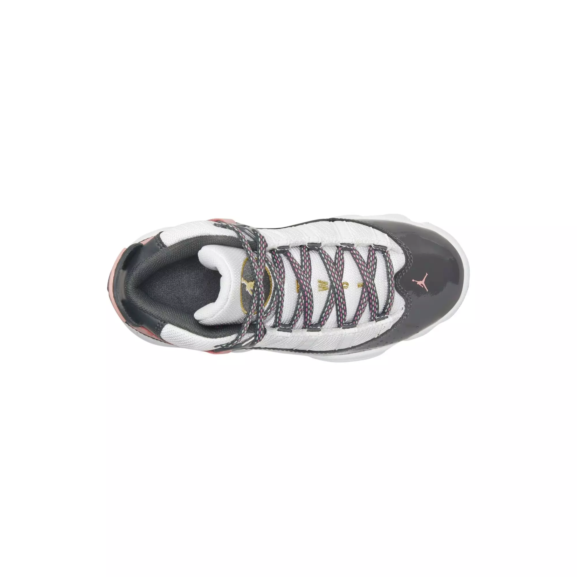 Jordan 6 Rings "White/Anthracite/Red Stardust" Preschool Girls' Shoe - WHITE/RED