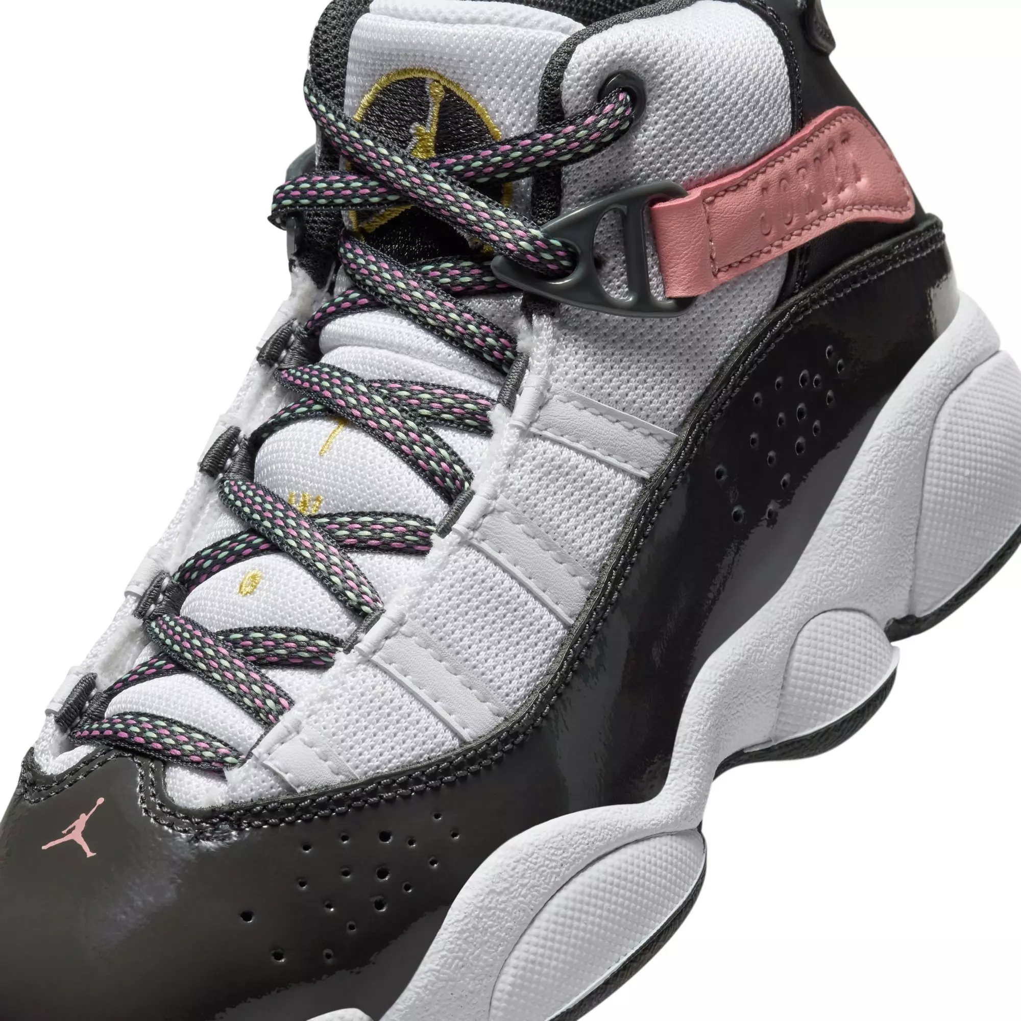 Jordan 6 Rings "White/Anthracite/Red Stardust" Preschool Girls' Shoe - WHITE/RED