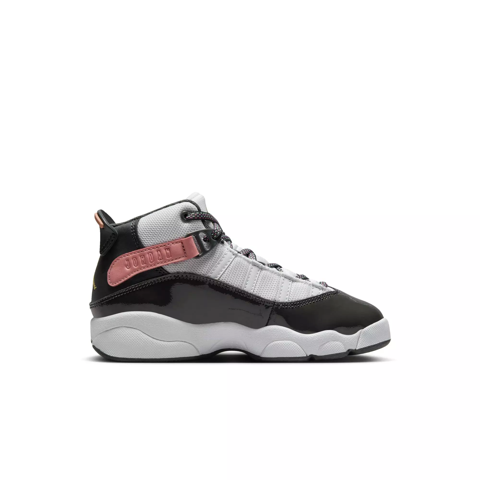 Jordan 6 Rings "White/Anthracite/Red Stardust" Preschool Girls' Shoe - WHITE/RED