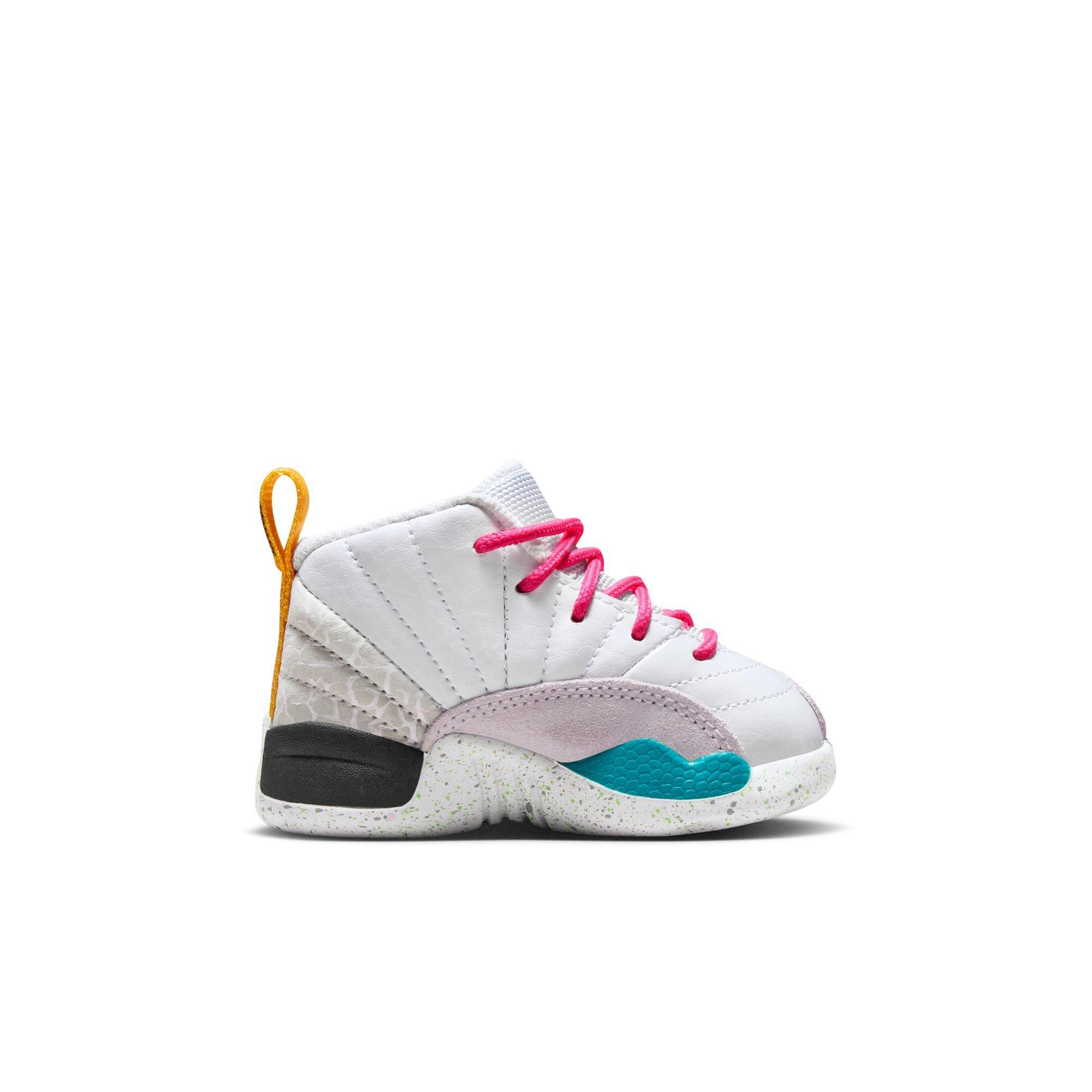 Jordan retro 12 grey and pink best sale