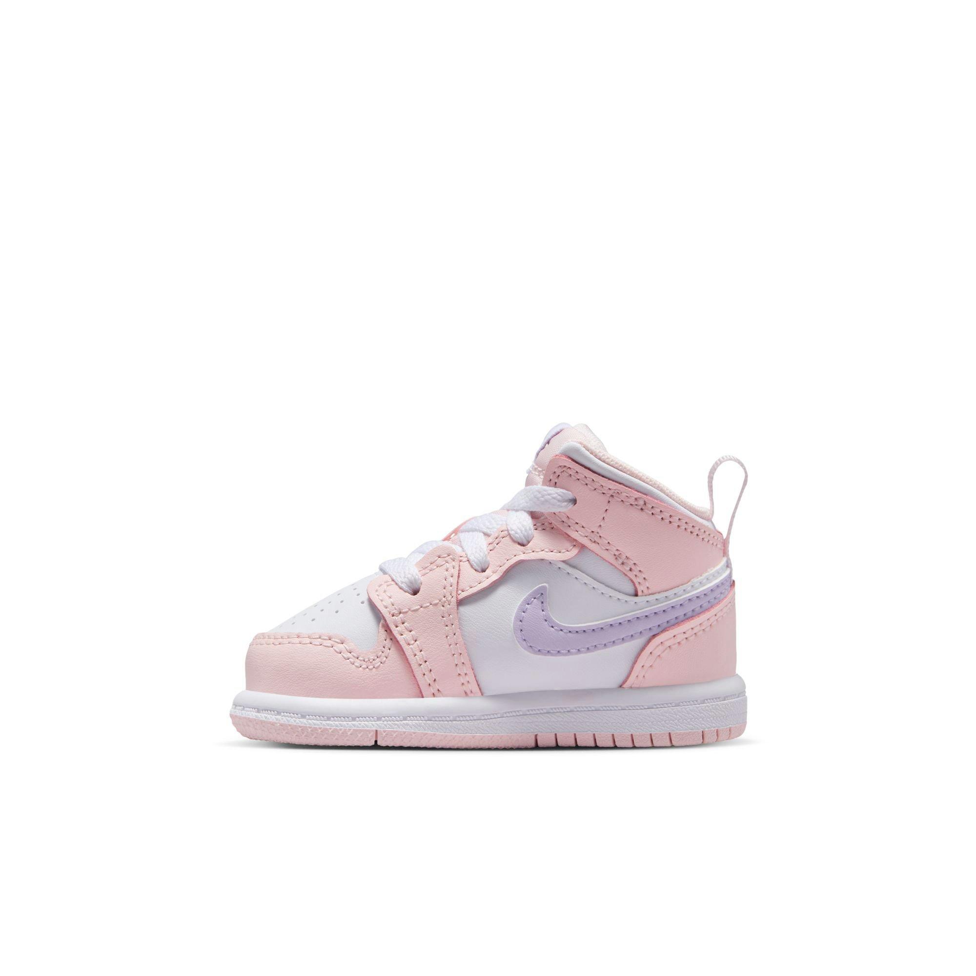 Jordan 1 Mid "Pink Wash/Violet Frost/White" Toddler Girls' Shoe - PINK/PURPLE Thumbnail View 4