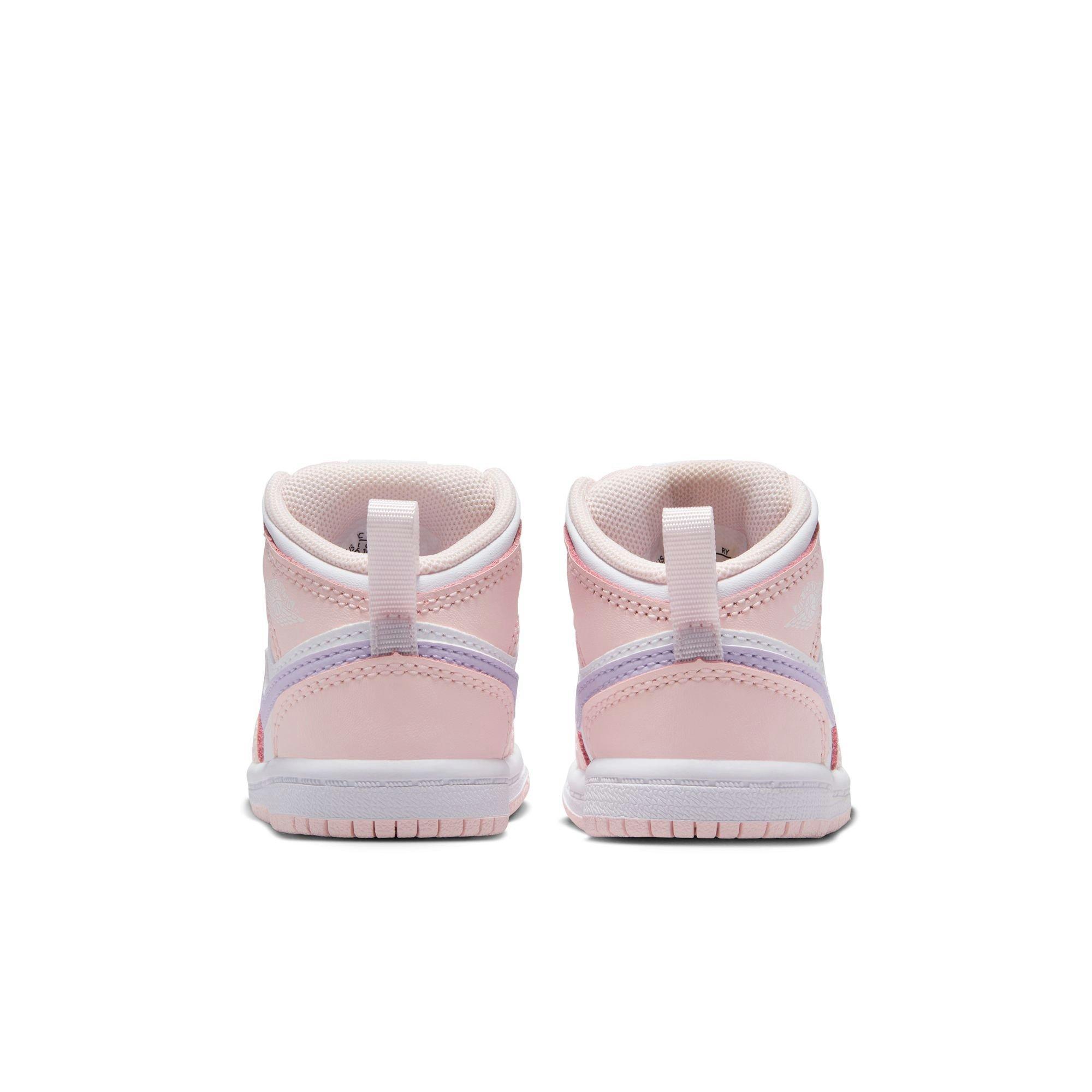 Jordan 1 Mid "Pink Wash/Violet Frost/White" Toddler Girls' Shoe - PINK/PURPLE Thumbnail View 6
