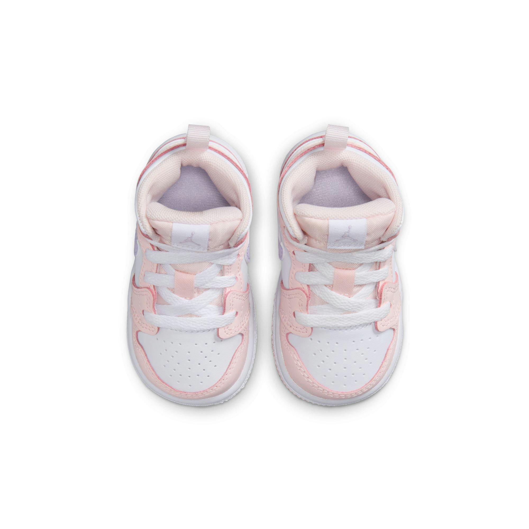 Jordan 1 Mid "Pink Wash/Violet Frost/White" Toddler Girls' Shoe - PINK/PURPLE Thumbnail View 7